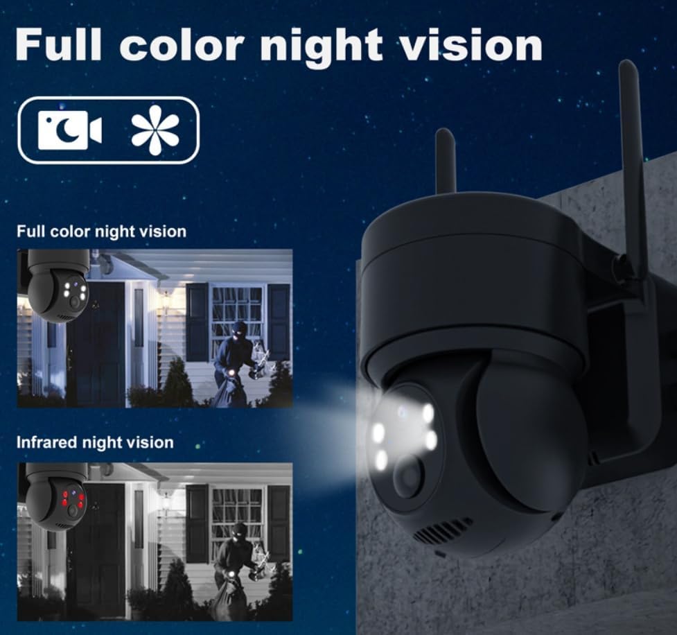 Appreciarel Surveillance Camera,Outside Camera Wireless Solar Powered,4000W Pixels,Weatherproof Ip66,Automatic Body Sensing (Black,4000W Pixels)