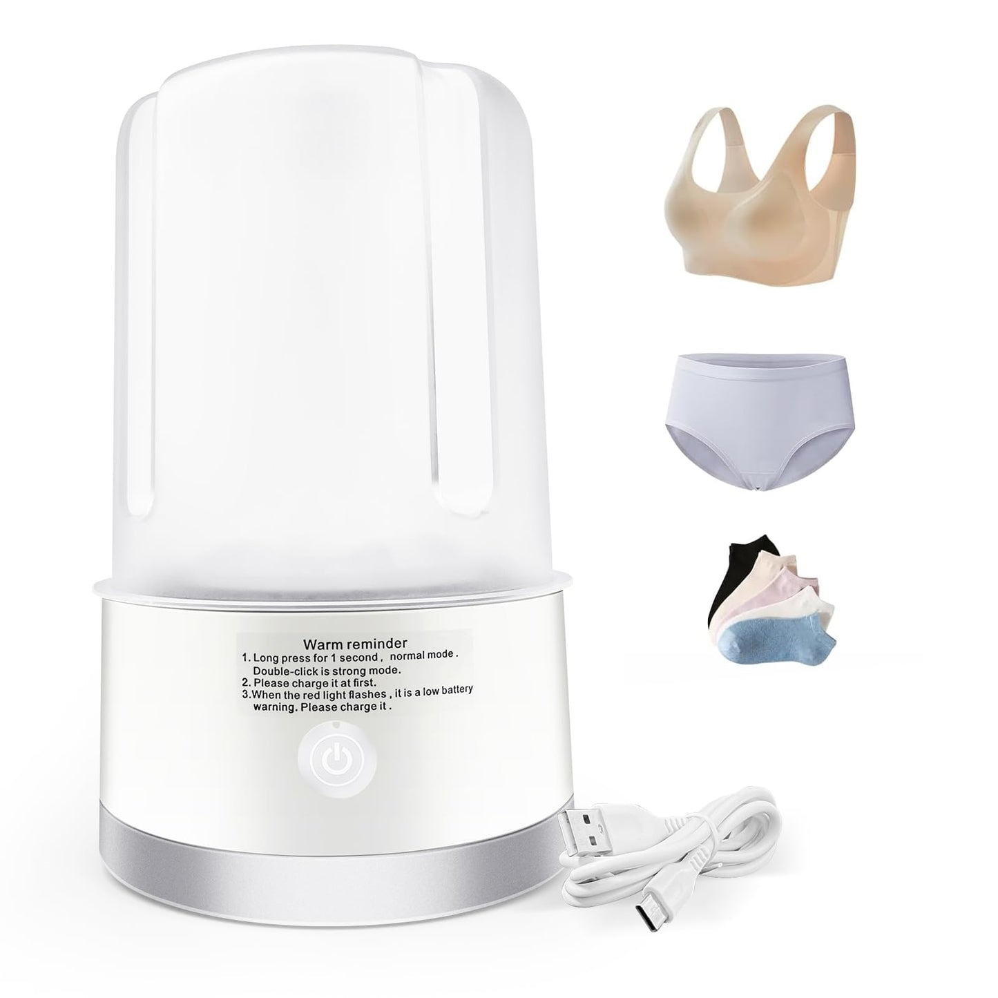 Underwear Washing Machine, Portable Mini Washing Machine | Compact Deep Cleans Underwear, Baby Clothes, Small Laundry | Lightweight for Apartment, Dorm, Hotel, Travel & Camping(White)