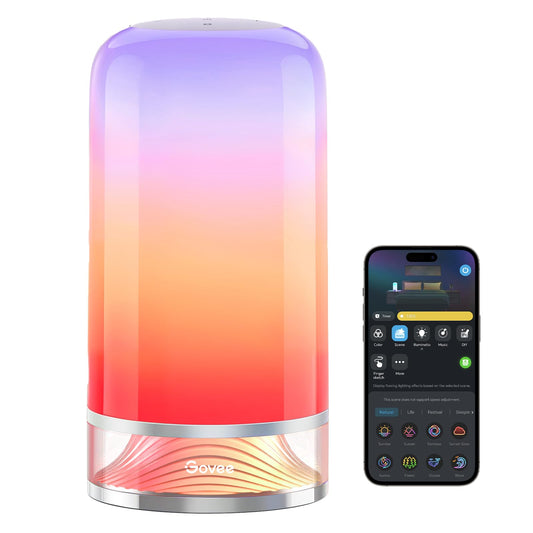 Govee RGBIC Smart Table Lamp 2, Touch Bedside Small Table Lamp Work with Matter, Alexa, LED Desk Lamp with 64 Scene Modes, Color Changing Lamp for Bedroom Living Room Dimmable Night Light(Corded)