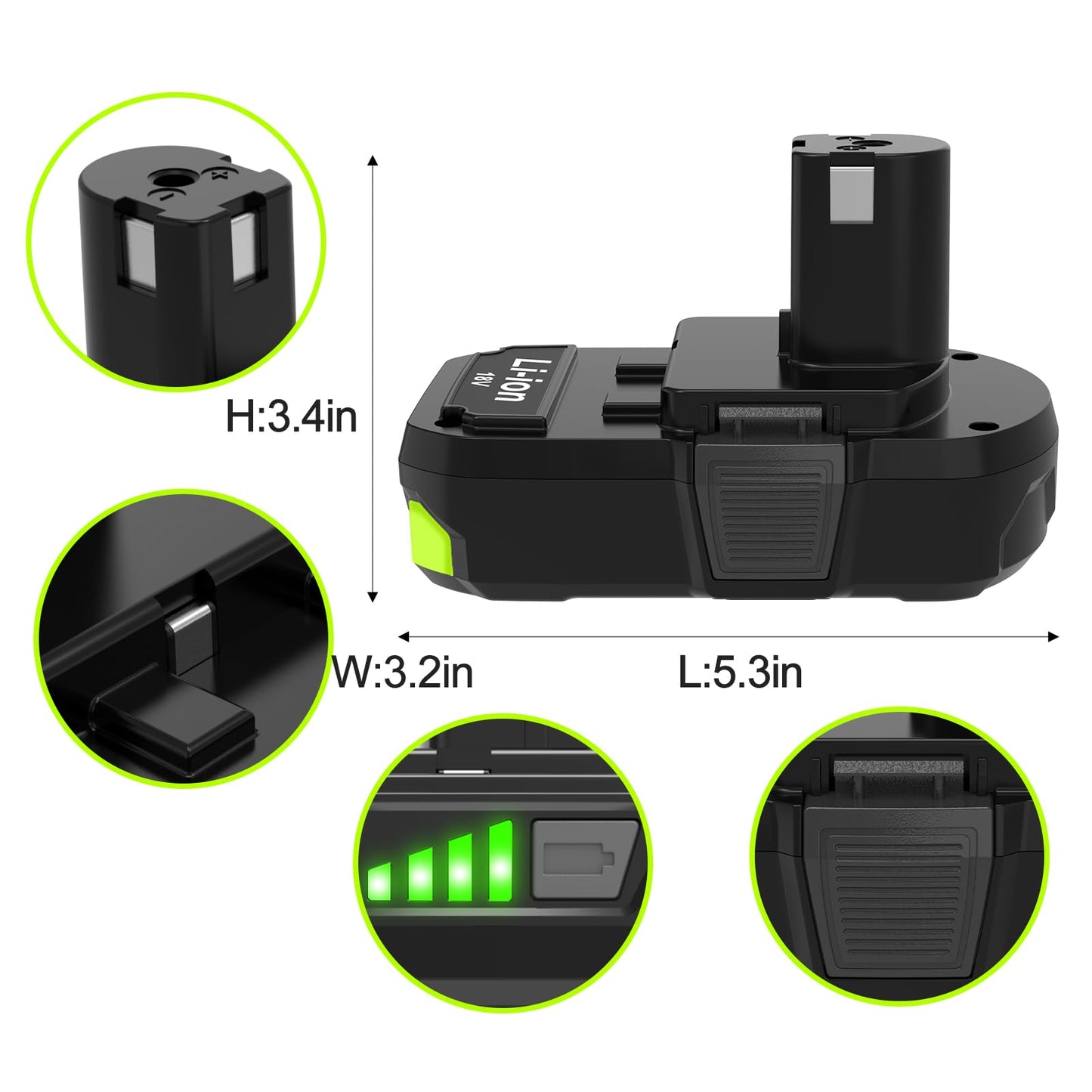 Nicetoro 2Packs 3.0Ah Battery Replacement for Ryobi 18V Battery and Charger, Compatible with Ryobi 18V Cordless Power Tools