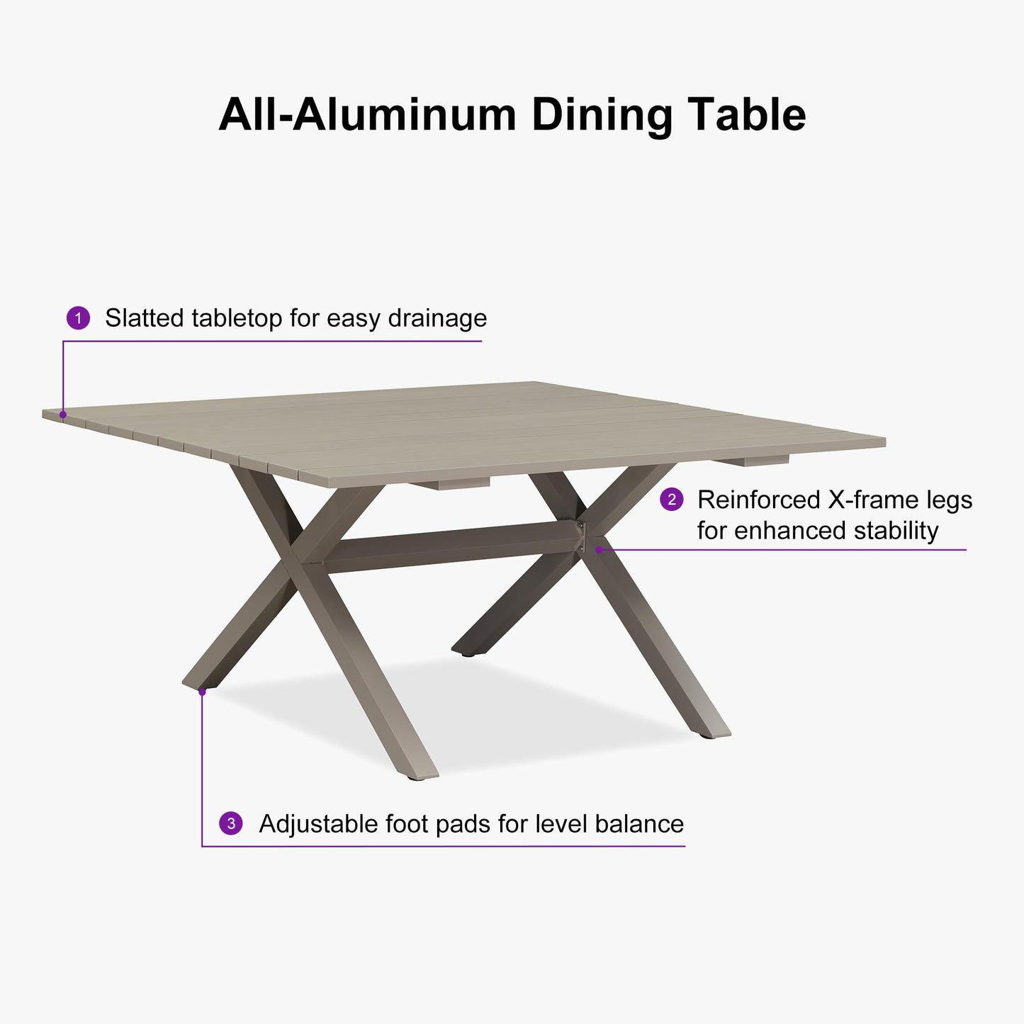 PURPLE LEAF 9 Pieces Outdoor Dining Set All Weather Wicker Patio Dining Set with Square Aluminum Table and Modern Armrest Dining Chairs for Garden Deck Backyard Kitchen, Champagne