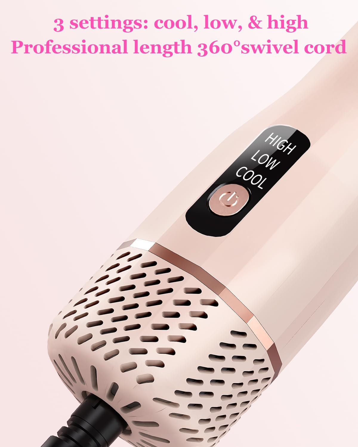 Hair Blow Dryer Brush - 3X Faster Drying Ionic Blowout Styler | 5-in-1 Brush for Anti-Frizz, Straight Hair, Curls & Volumizing Blowouts | Ceramic Titanium Barrel with Smoothing Comb & Negative Ion