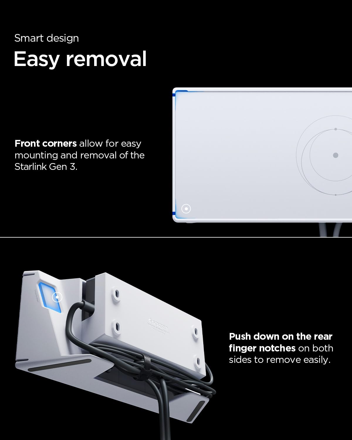 Spigen Wall Mount Designed for Starlink Gen 3 with Cable Organizer Tie, Caddy, Starlink Standard V3 2 in 1 Mesh Router Power Supply Mounting Kit, Wall Holder Stand STL310 - White