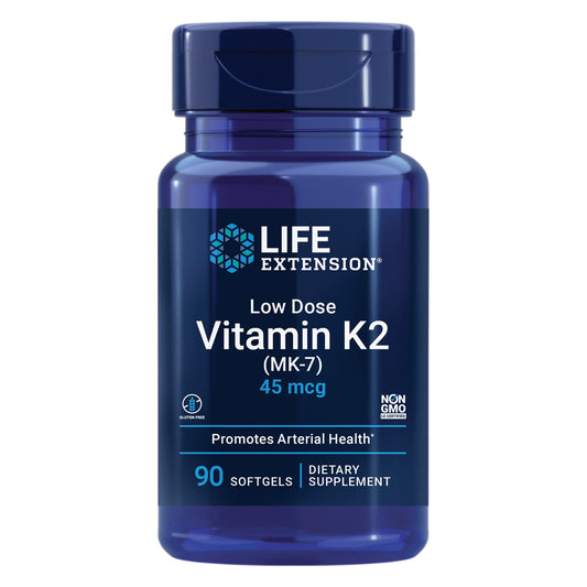 Life Extension Low Dose Vitamin K2 – Supports Arterial Health – Non-GMO, Gluten-Free – 90 Softgels