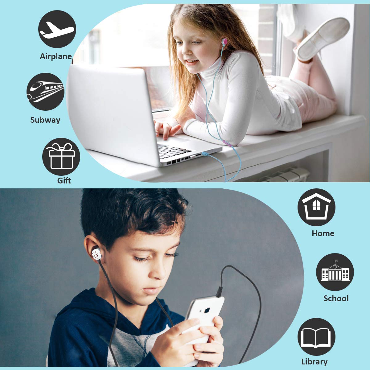 QearFun Donut Earbuds for Kids, Cute Earbud & in-Ear Headphones Wired Gift for School Girls and Boys with Microphone and Lovely Earphones Storage Case