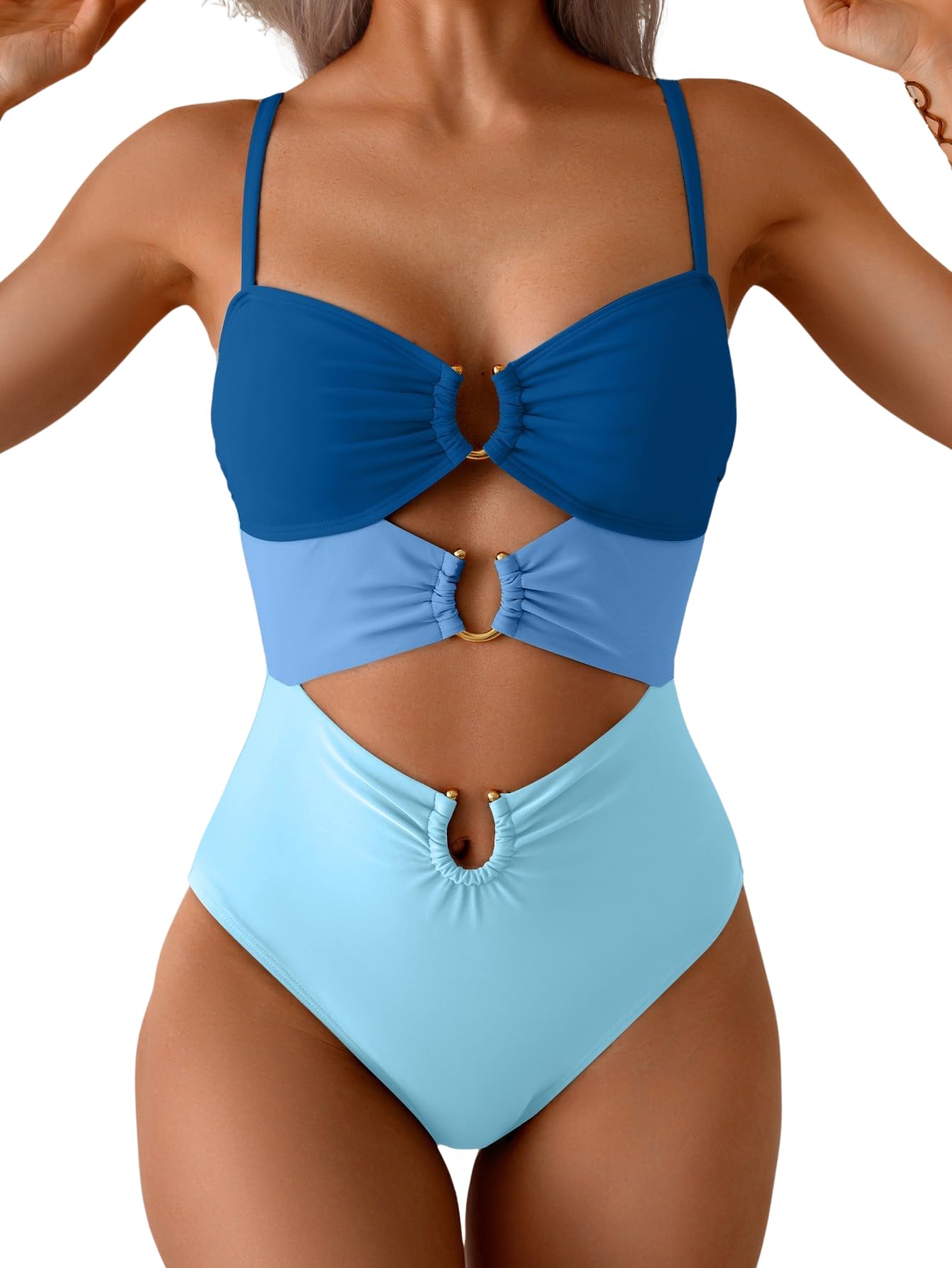 Eomenie One Piece Swimsuit for Women Ring Linked Monokini Sexy Bathing Suit Cutout Swim Suit