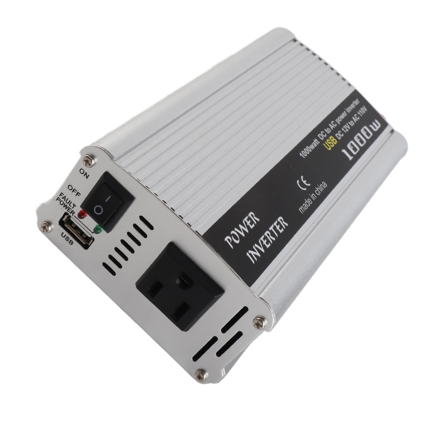 Luqeeg Car Power Inverter, 1000W USB DC 12V to AC 110V Converter, Solar Power Inverter with Fan, Pure Sine Wave, for RV, Truck, Off Grid, Home