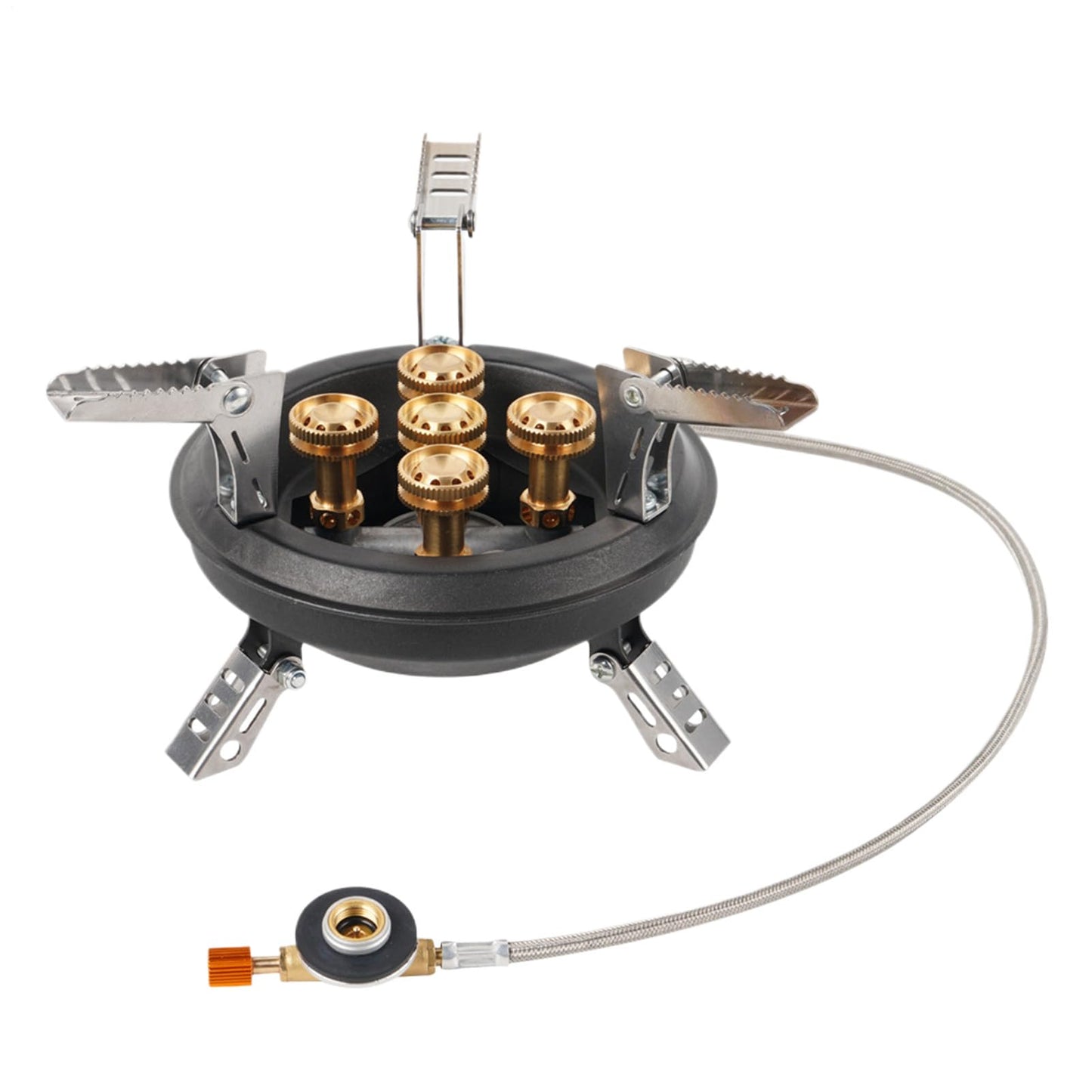 Backpacking Stove - Portable Folding Stove, Five Burner Cooktop | Wind Resistant Outdoor Cooking System, Compact Flame Control Burner Kit, Lightweight Propane Cooking Equipment, 16000W Camping Heat