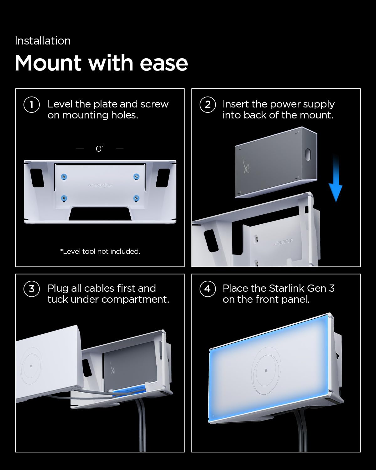 Spigen Wall Mount Designed for Starlink Gen 3 with Cable Organizer Tie, Caddy, Starlink Standard V3 2 in 1 Mesh Router Power Supply Mounting Kit, Wall Holder Stand STL310 - White
