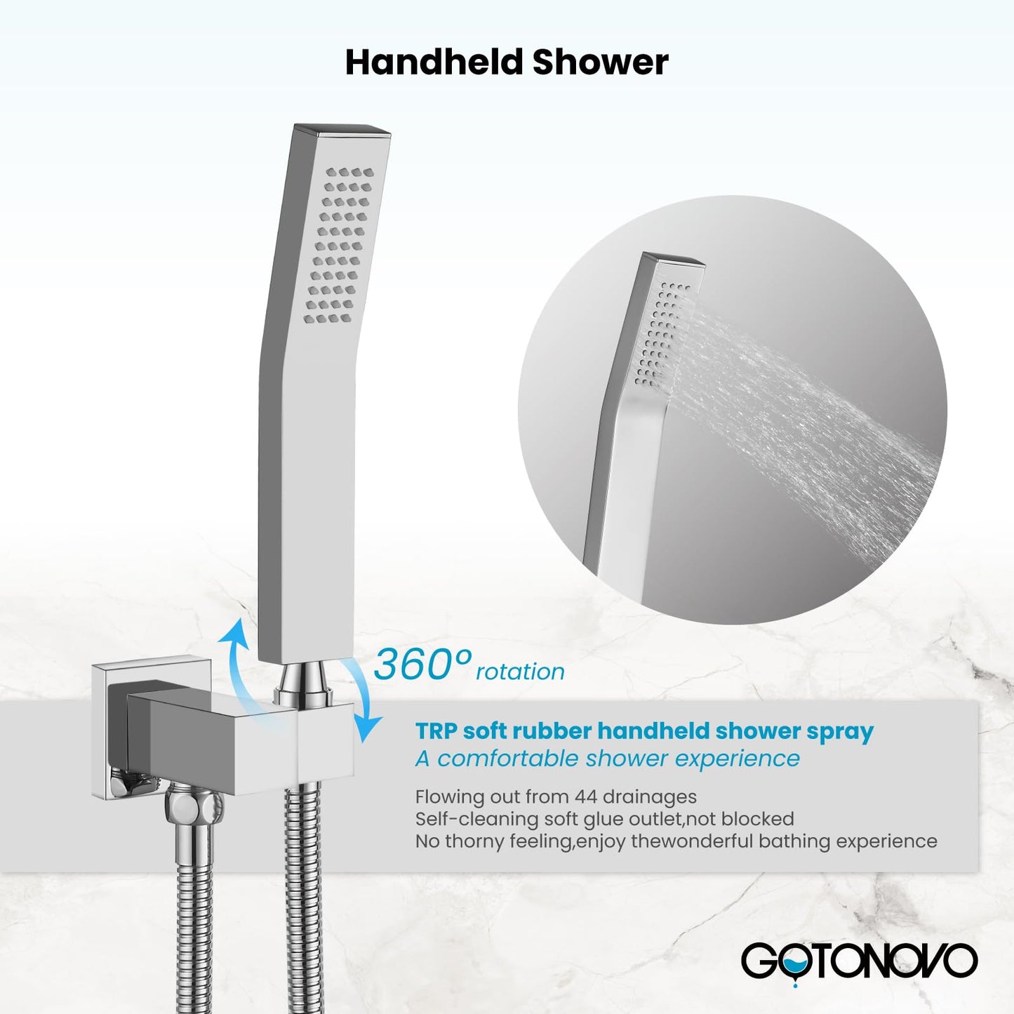 gotonovo Rainfall Bathroom Shower System Rain Shower Head and Handle Set Wall Mounted Shower Complete Combo Solid Brass Pressure Balancing Shower Mixer Valve 16 Inch Polished Chrome