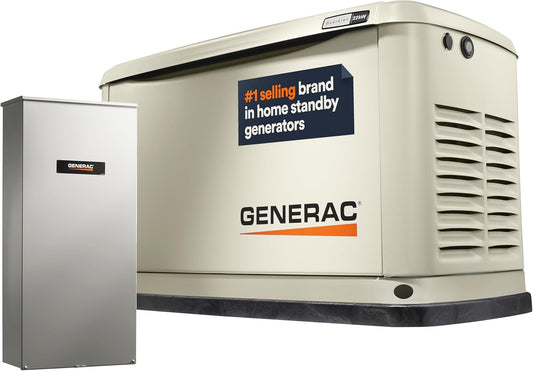 Generac Guardian 22kW Home Standby Generator with 200 Amp Transfer Switch, Durable All Aluminum, WiFi Enabled with G-Force Engine, Easy to Use, Whole House Power Backup, Smart Outage Solution - Bisque