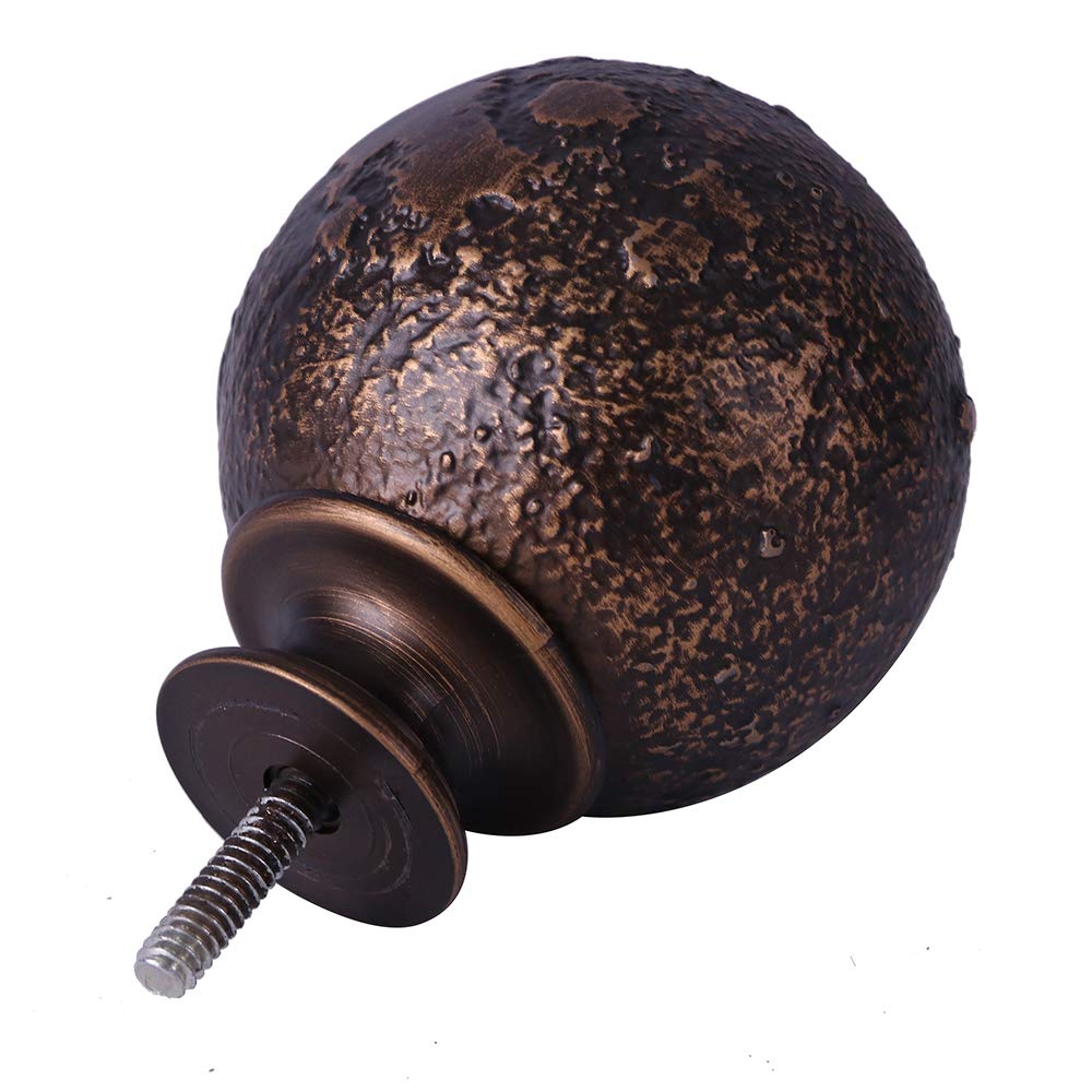 SCITOO 1 Inch Curtain Rod Telescoping Single Drapery Rod 36 to 72 Inches (3-6 Feet), Polished Bronze Curtain Rods for Windows 24 to 68 Inches, Antique Finial