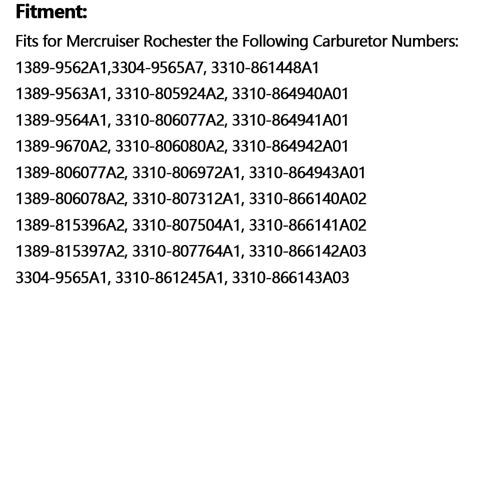 KACEPAR 3310-861448A1, Carburetor Carb Rebuild Repair Kit, Compatible with Mercruiser Marine 2-Barrel BBL 3.0L 4.3L 5.0L 5.7L