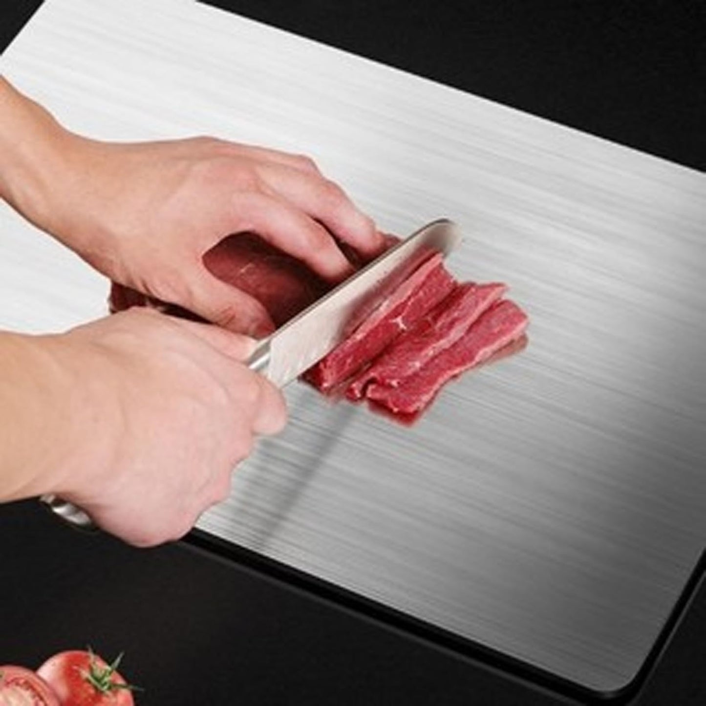Katuchef Cutting Board, Katu Chef Titanium Cutting Boards for Kitchen, Double Sided Stainless Steel Boards for Vegetables and Meat, Pure Cut Titanium Cut Chopping Board (L)