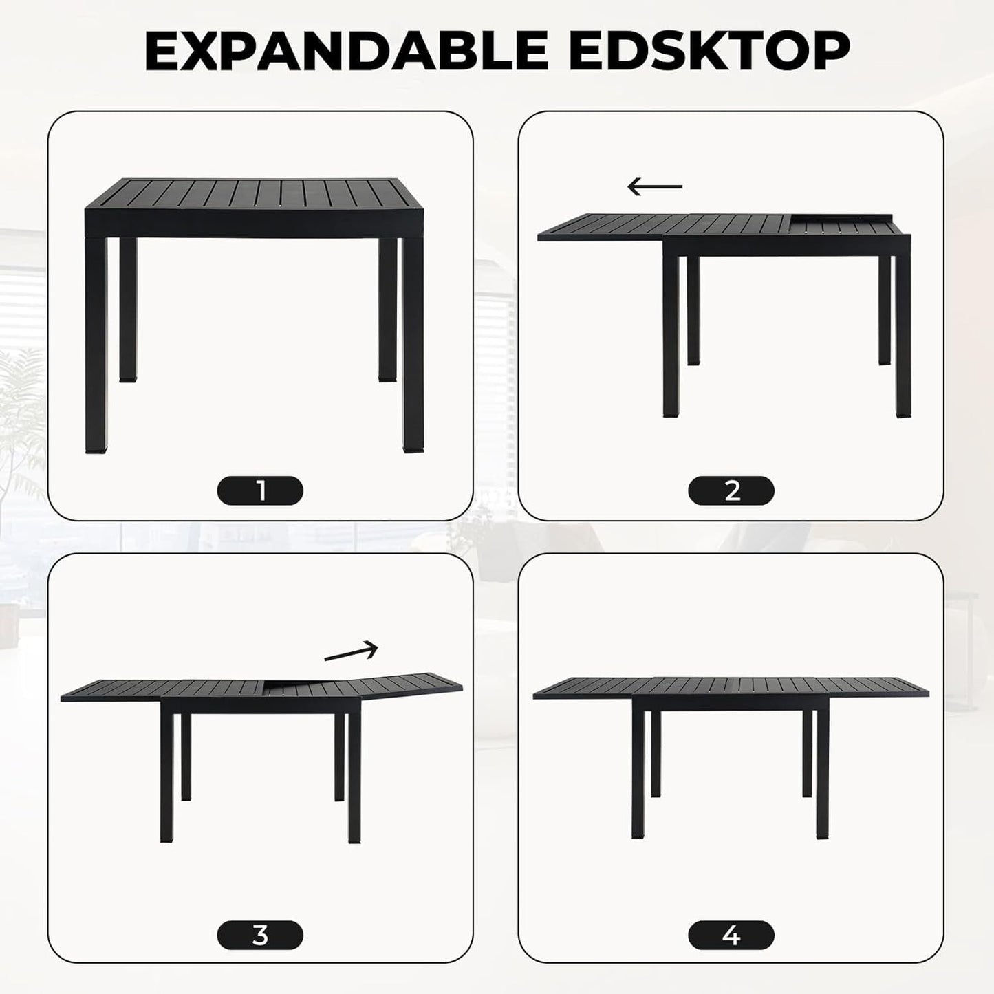 Grand patio 7-Piece Outdoor Dining Set for 6, Patio Dining Furniture Set for 6 Swivel Rope Wicker Chairs & 1 Expandable Rectangular Dining Table, Light Gray Brown