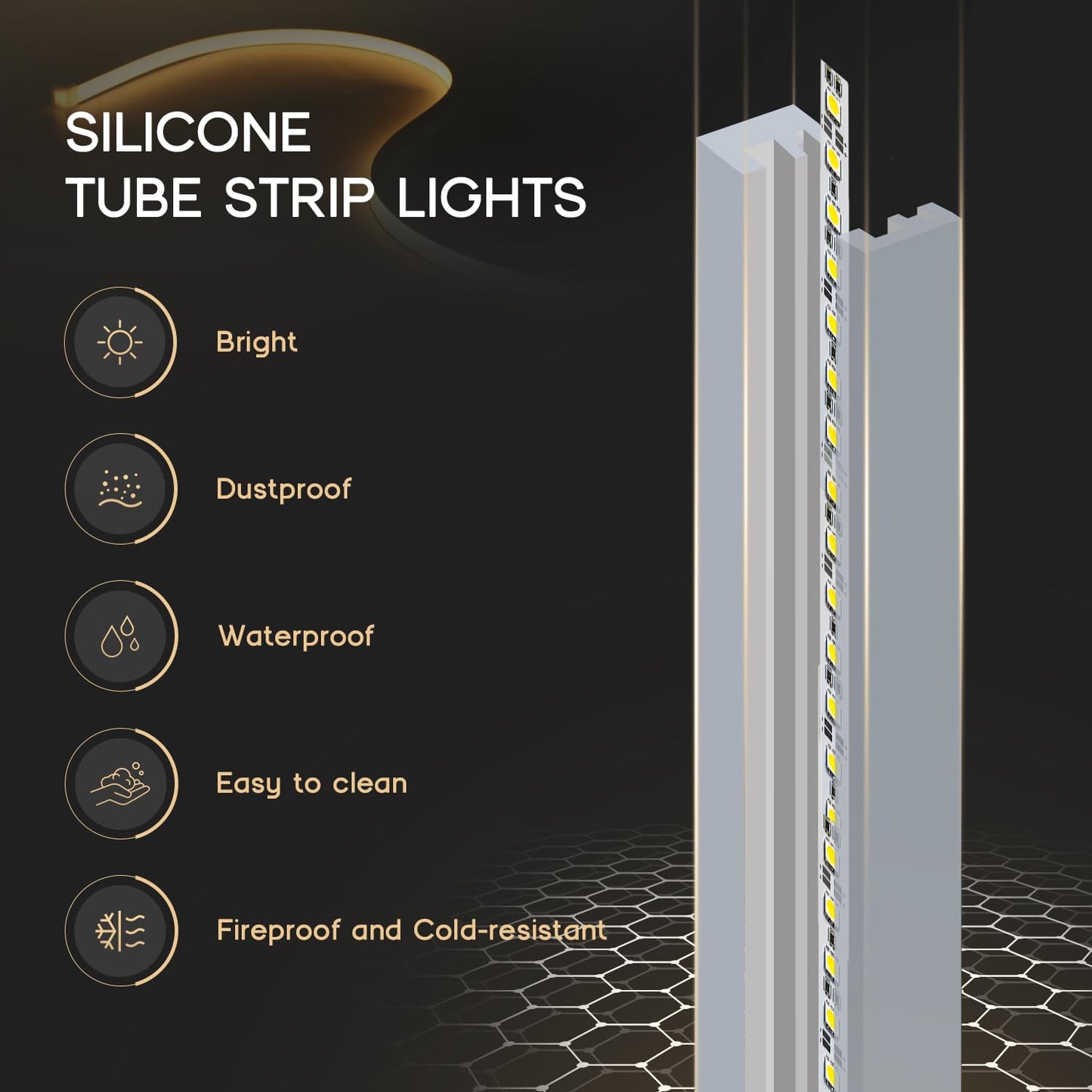 VOEWT LED Strip Lights Pink,9.8ft 110-120V Neon Rope Lights,Flexible Silicone Outdoor Waterproof Neon Strip Lights for Bedroom,Mirror,Kitchen Cabinet, Living Room,Halloween Decor