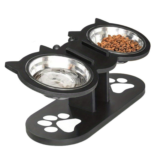 Cat Feeding Station - Raised Cat Food Water Bowl | Food and Water Bowl for Dogs | Pet Waterer | Adjustable Indoor Multi-Pet Households Puppy Kitten Senior Daily Watering Drinking Home Travel