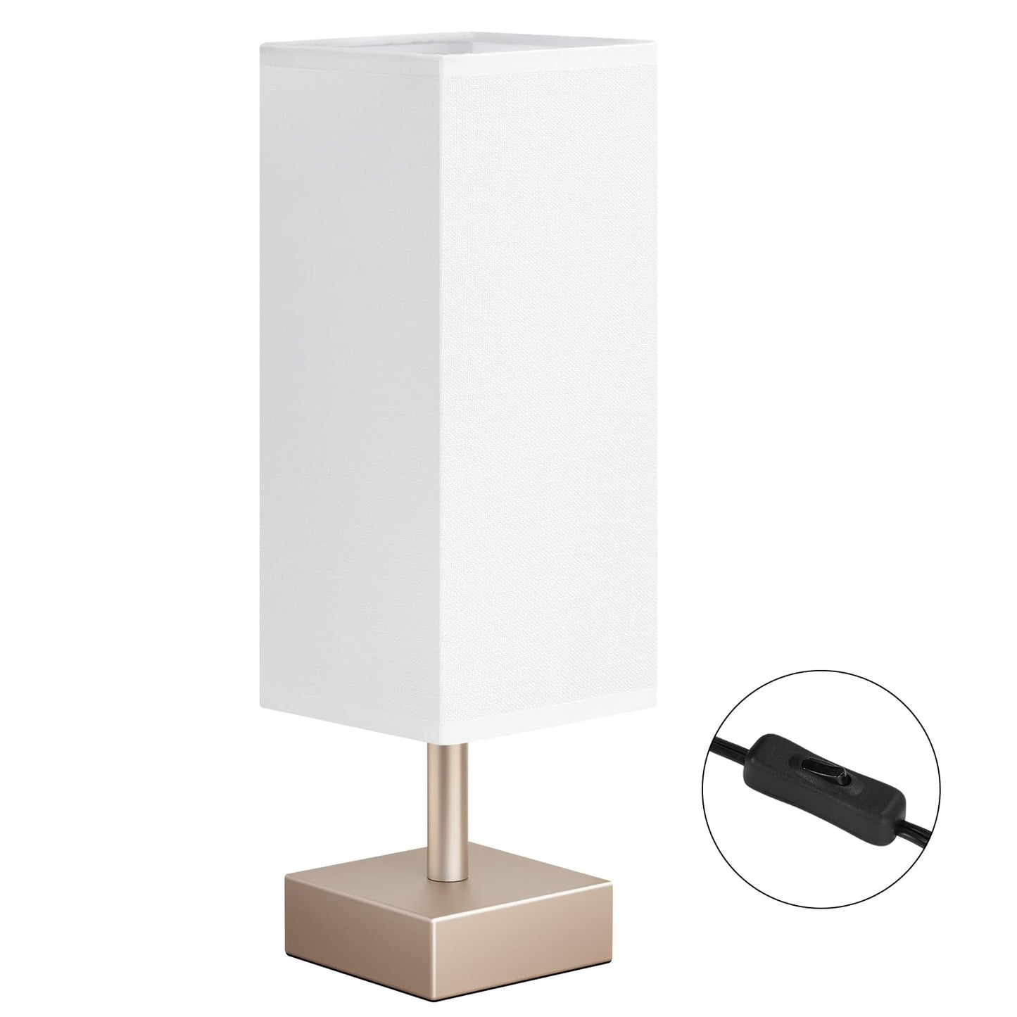 aooshine Antique Small Table Lamp - Bedside Lamp for Bedroom, Minimalist Nightstand Lamp with Square Fabric Shade, Desk Lamp for Kids Room Dorm