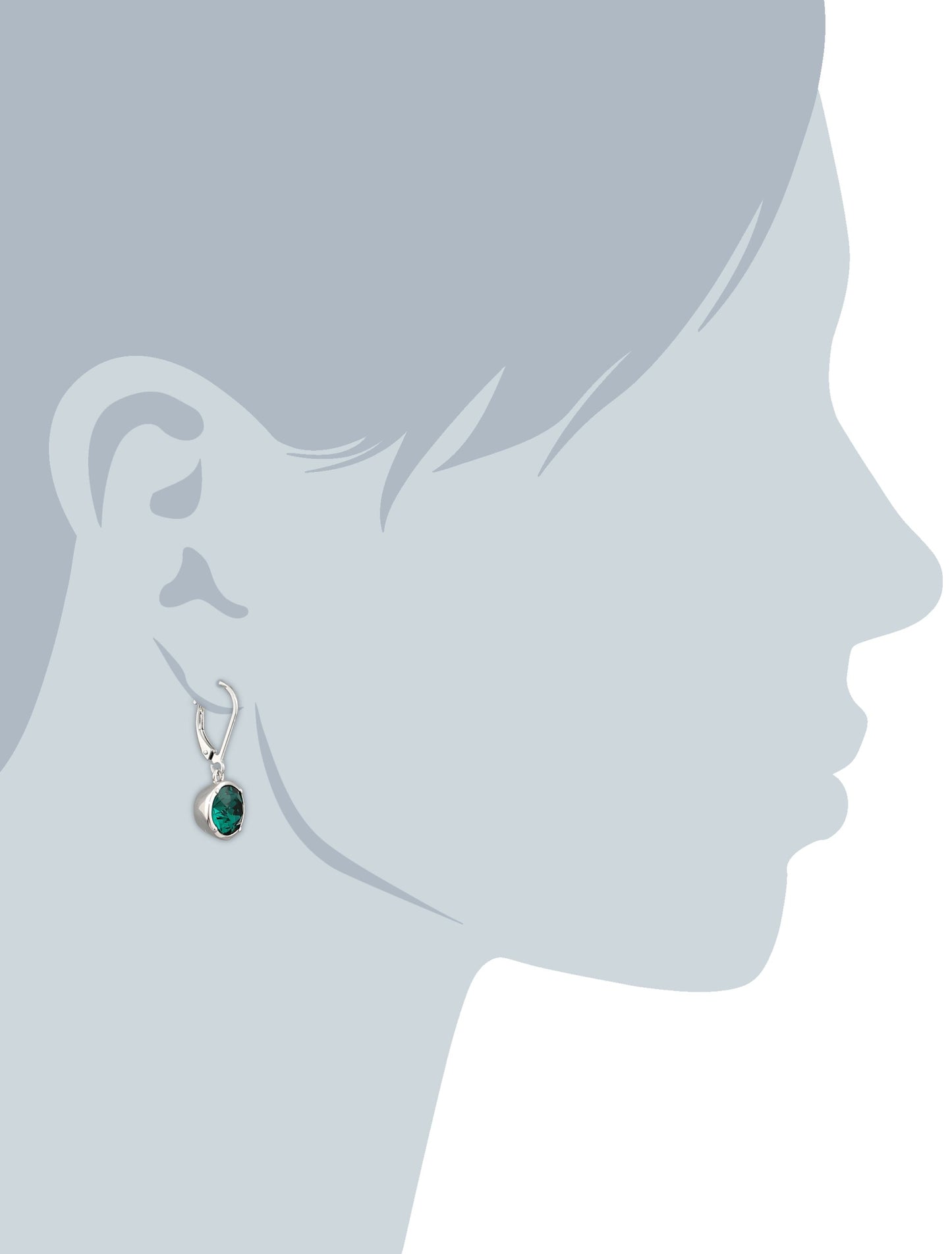 Amazon Collection Sterling Silver Emerald Green Round Dangle Earrings