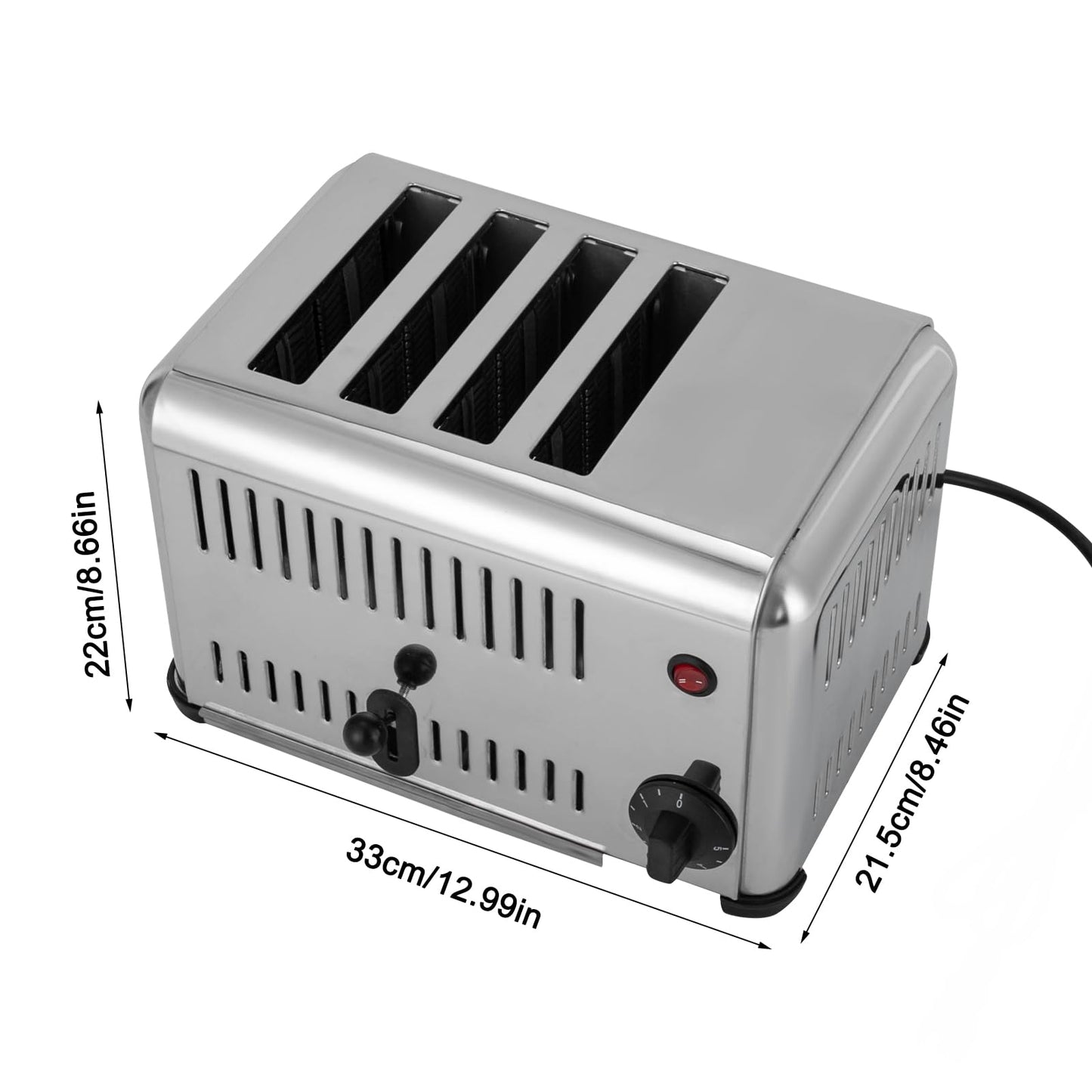 4 Slice Toaster Commercial Bread Baking Machine, Stainless Steel Toaster for Restaurant and Home Kitchen