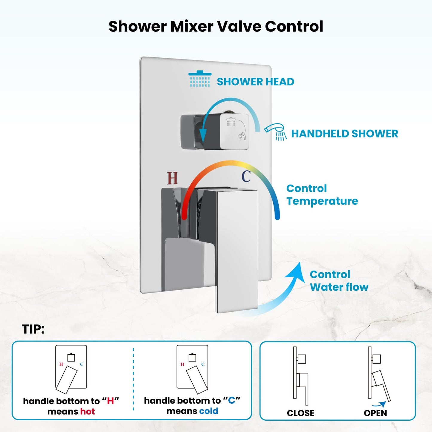 gotonovo Rainfall Bathroom Shower System Rain Shower Head and Handle Set Wall Mounted Shower Complete Combo Solid Brass Pressure Balancing Shower Mixer Valve 16 Inch Polished Chrome