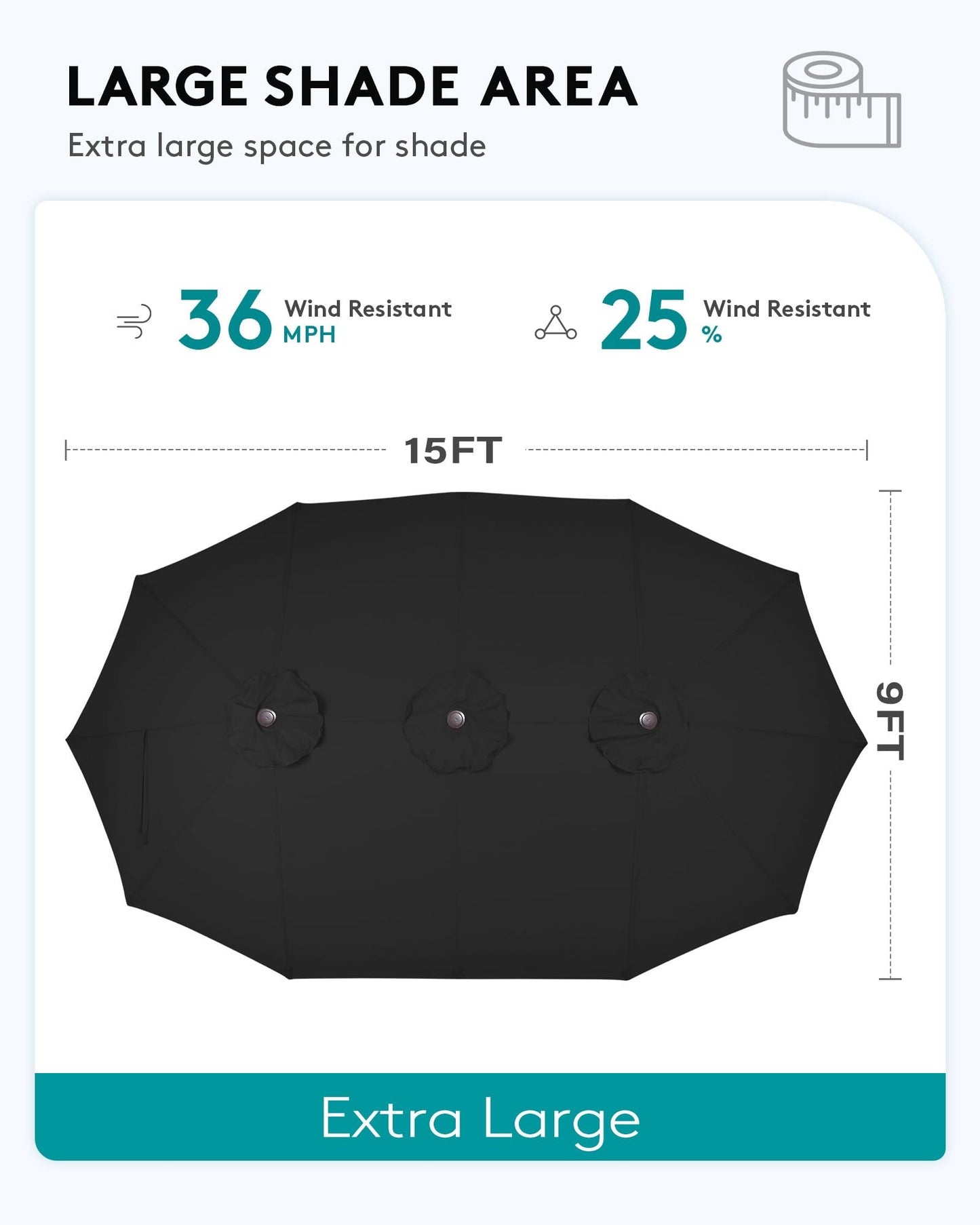 SERWALL 8-Piece Patio Dining Sets with 15FT Double Side Patio Umbrella, Outdoor HDPE Dining Furniture Set with Umbrella Hole Cut-Out Table and 6 Chairs, Black（Umbreall Base not Included）