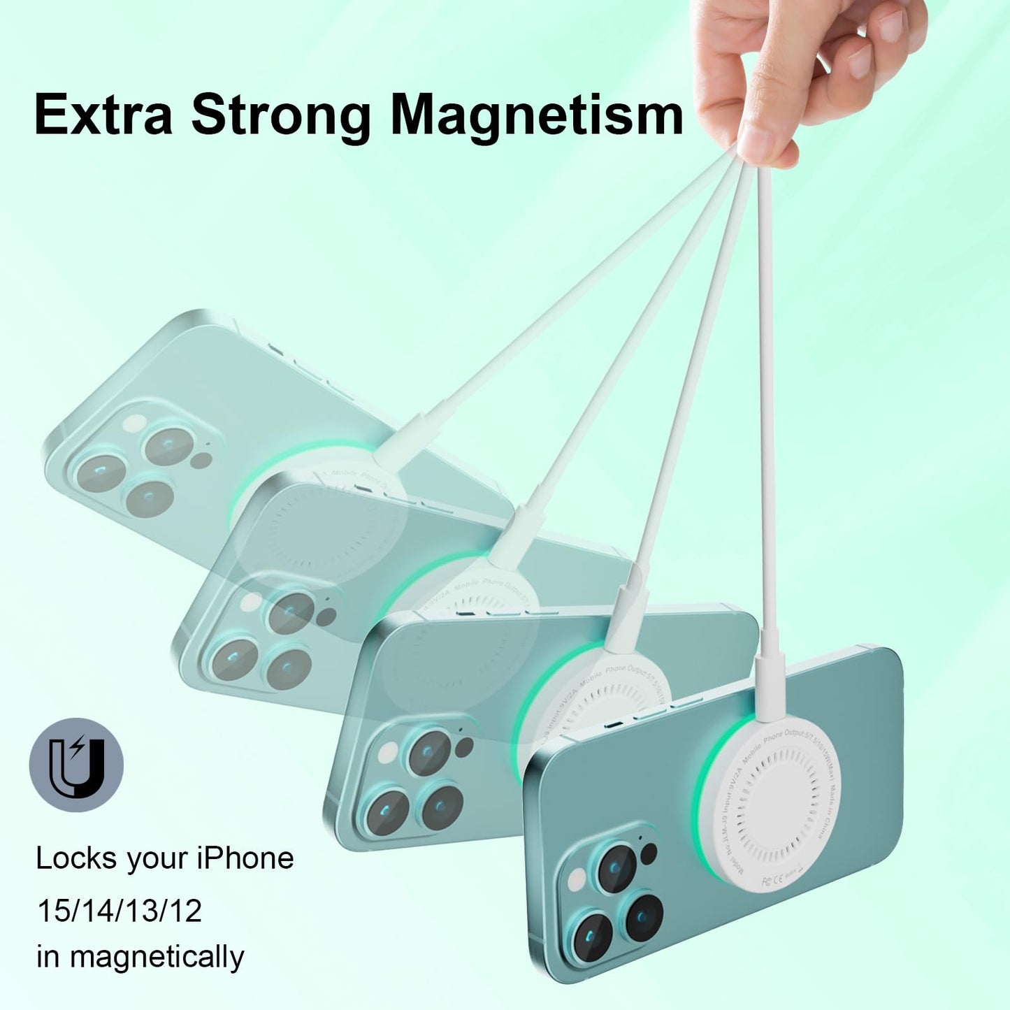 MagSafe Charger 2Pack 15W Magnetic Wireless Charger Fast Charging Pad with 6FT USB C to USB C Cable Compatible with iPhone 16/15/14/13/12 Series & AirPods 3/2/Pro | Strong Magnet Technology