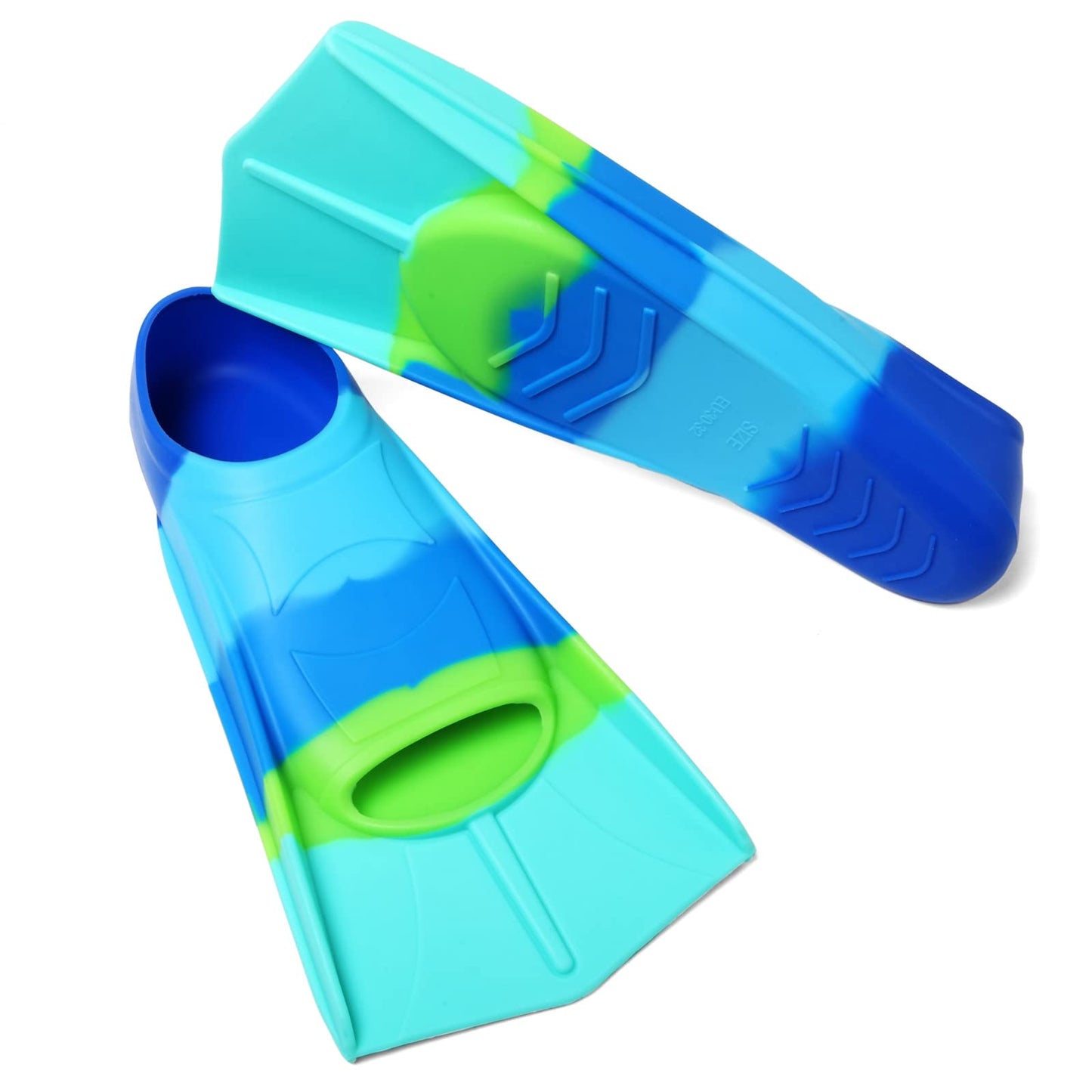 Foyinbet Kids Swim Fins,Short Youth Flippers Swimming Training Fins for Lap Swimming and Training for Children Girls Boys Beginners XS