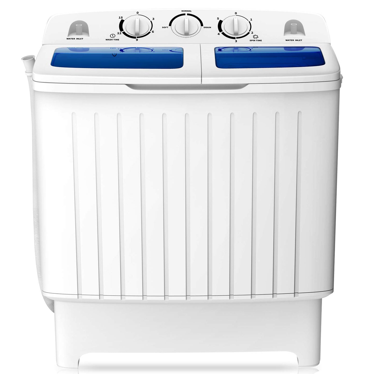 COSTWAY Portable Washing Machine, Twin Tub 20 Lbs Capacity, Compact Laundry Washer(12 Lbs) and Spinner(8 Lbs), Durable Design, Timer Control, Perfect for RV, Apartments and Dorms, Blue+White