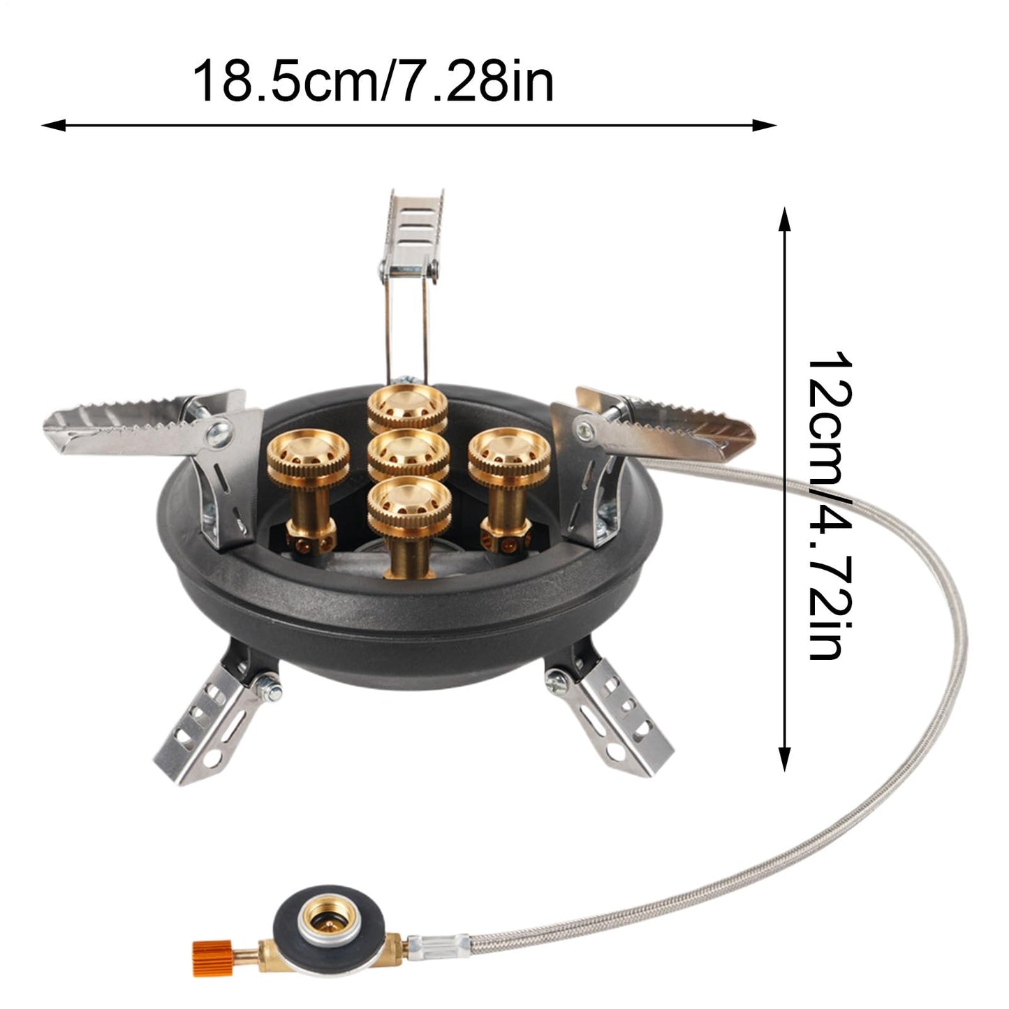 Backpacking Stove - Portable Folding Stove, Five Burner Cooktop | Wind Resistant Outdoor Cooking System, Compact Flame Control Burner Kit, Lightweight Propane Cooking Equipment, 16000W Camping Heat
