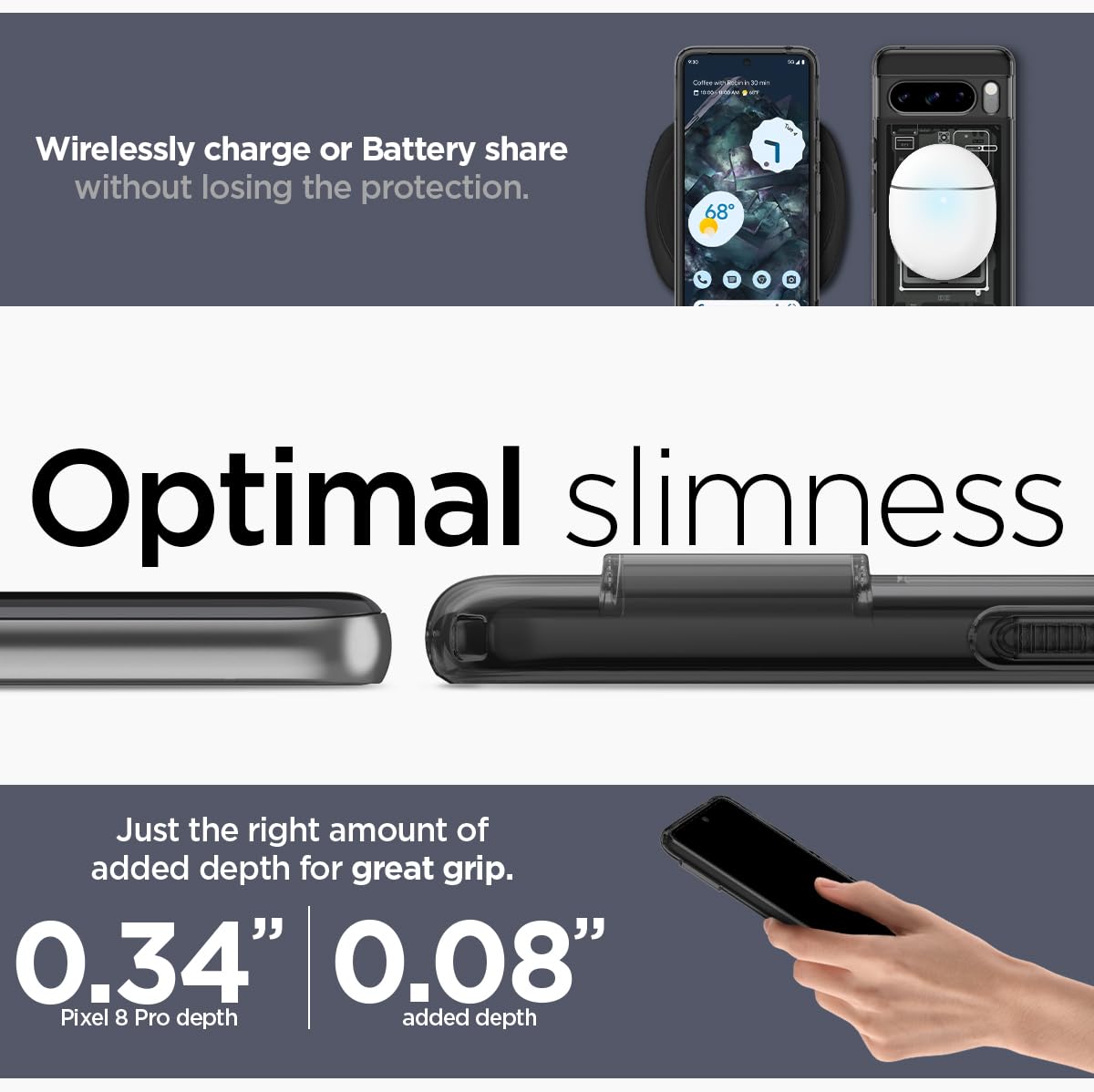 Spigen for Pixel 8 Pro Case, Ultra Hybrid (2023) [Anti-Yellowing] [Military-Grade Protection] - Zero One