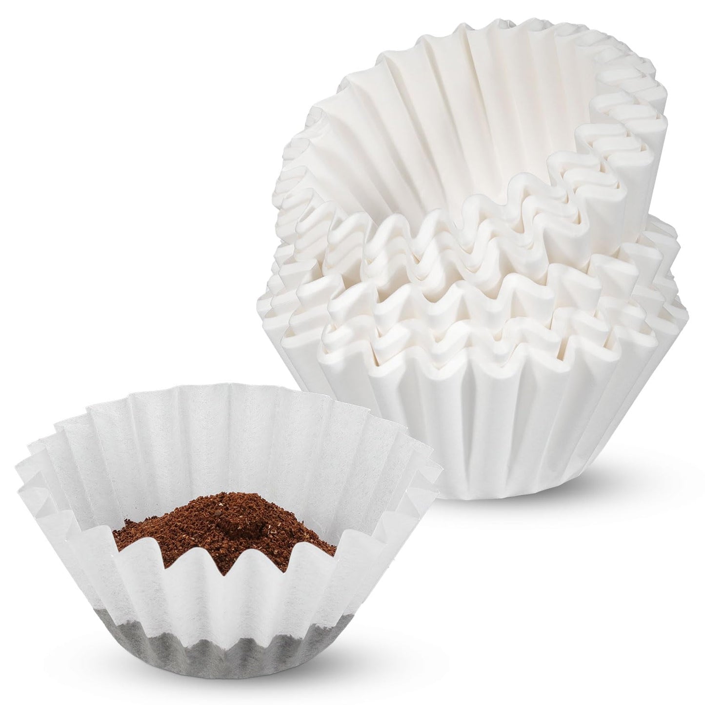 Basket Coffee Filters 8-12 Cup, 200 Count Flat Bottom Paper Filters for Drip Coffee Makers, Compatible with Mr. Coffee, BLACK+DECKER, Cuisinart, White