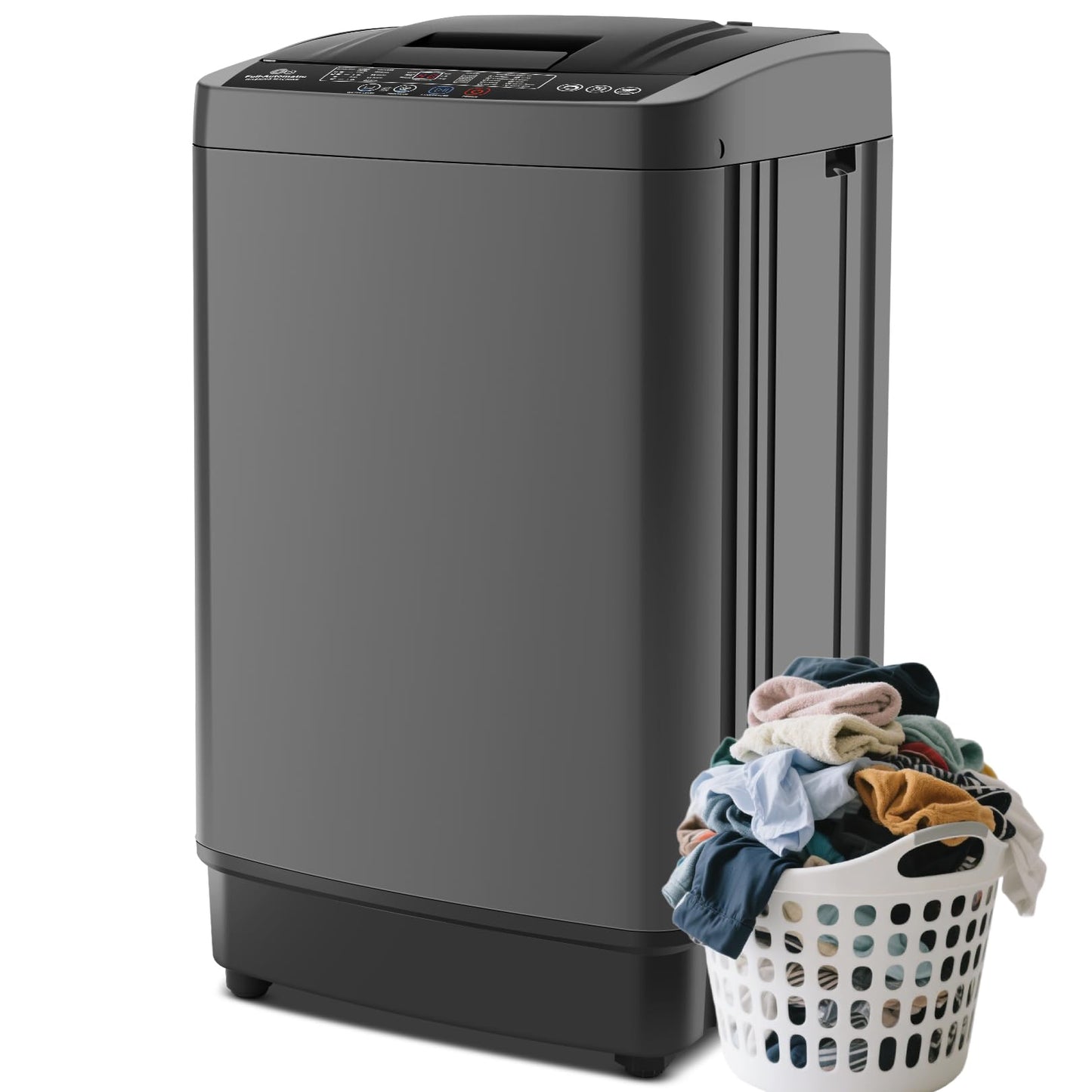 Nictemaw 17.8Lbs Portable Washing Machine, 2.4Cu.ft Full Automatic Portable Washer with 10 Wash Programs, 8 Water Levels & Drain Pump, Compact Laundry Washer for Home, RV, Dorm