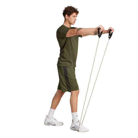 adidas Men's Train Essentials Piqué 3-Stripes Shorts, Night Cargo/Black