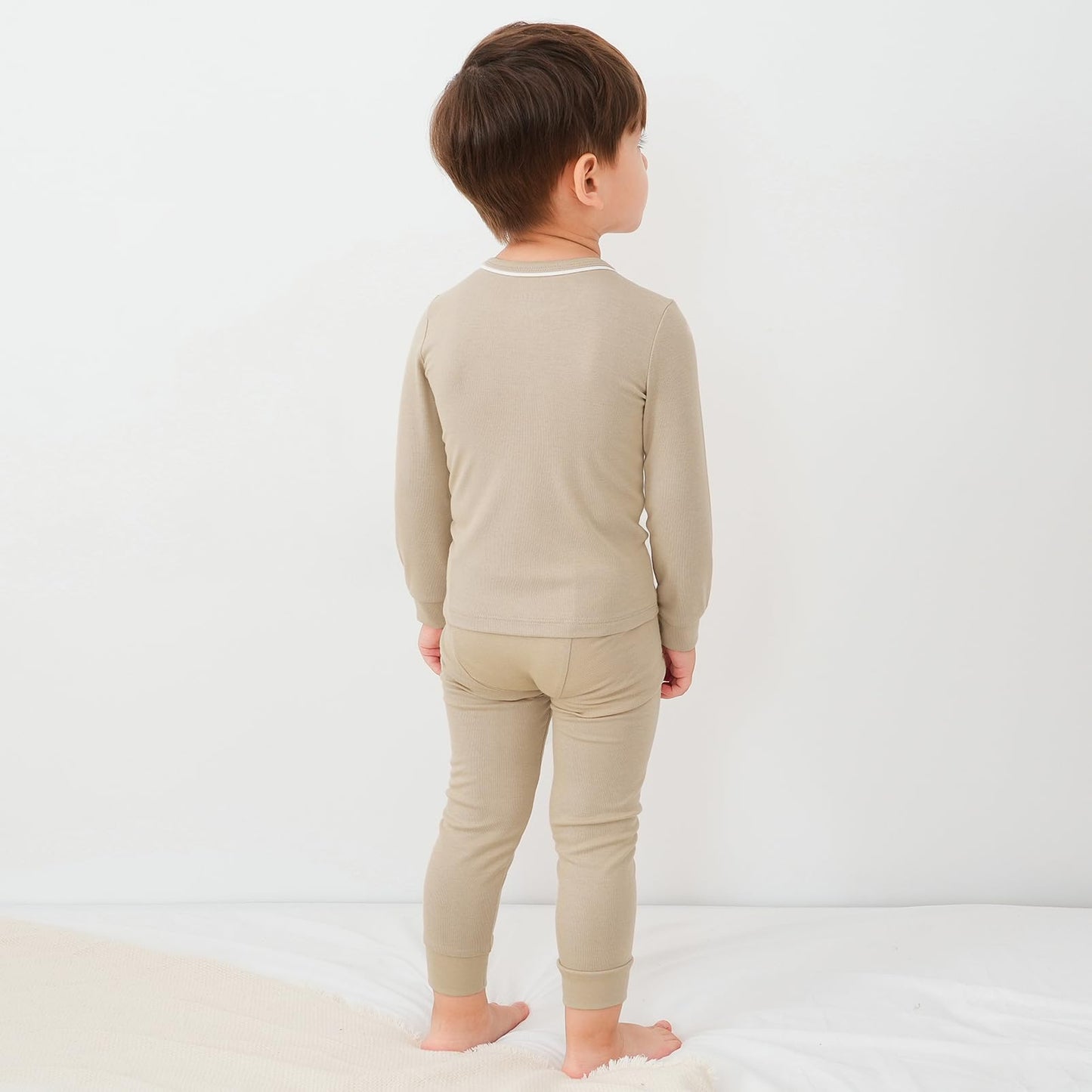 pureborn Toddler Pajamas Set Pjs - Little Boy Long Sleeve Snug Fit Sleepwear 2pcs Khaki 2T