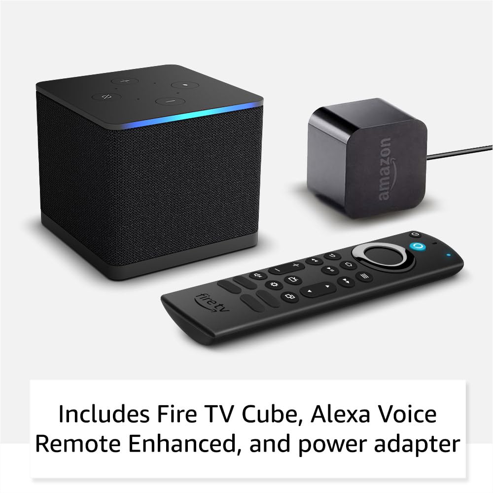 Amazon Fire TV Cube (newest model) with AI-powered Fire TV Search, Hands-free streaming device with Alexa, Wi-Fi 6E, 4K Ultra HD