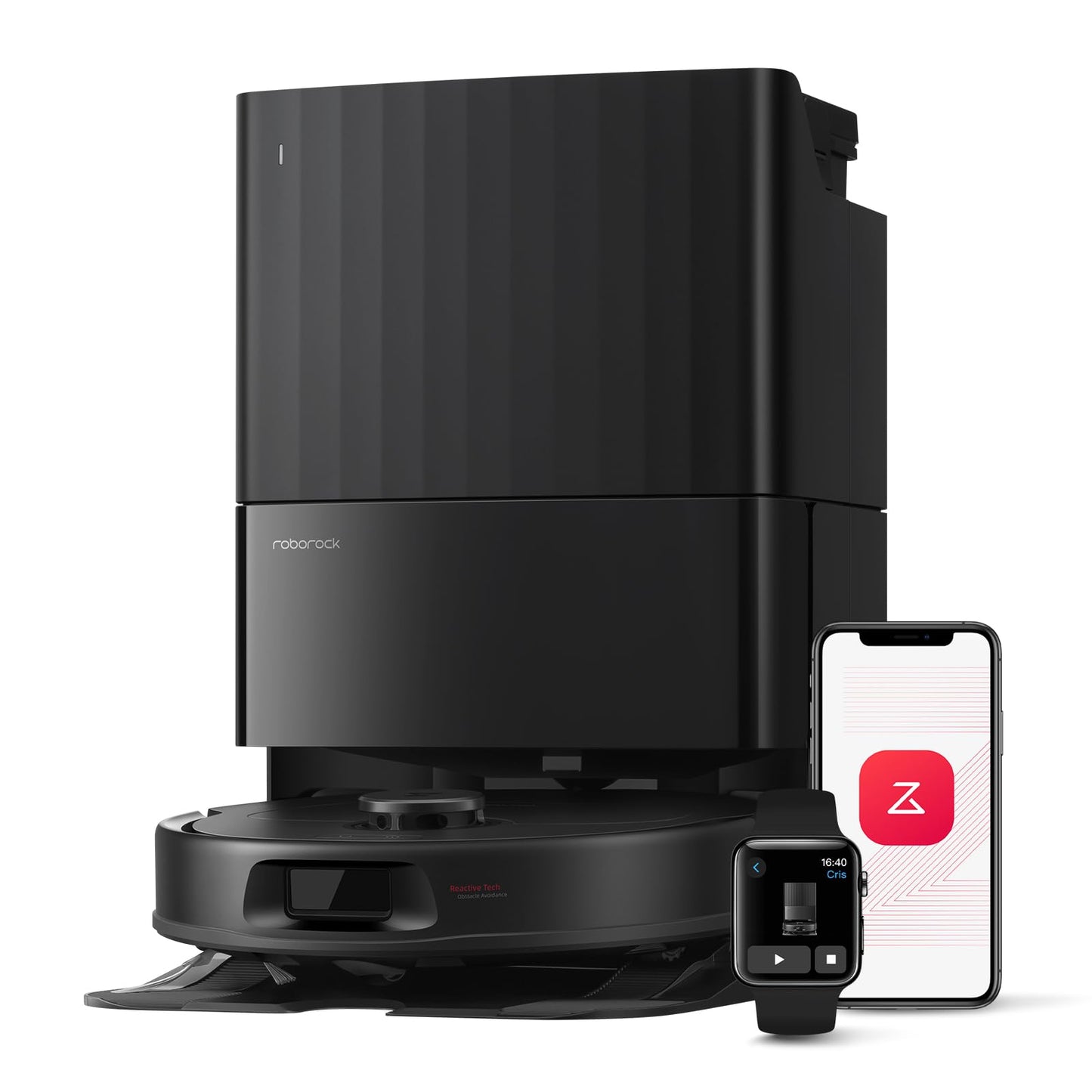 roborock Qrevo Series Robot Vacuum and Mop, 8000Pa Suction, Upgraded from Qrevo S, Anti-Tangle Brushes, Smart Obstacle Avoidance, Auto Mop Washing, All-in-One Dock, 200RPM Spinning Mops, Black(QV 35A)