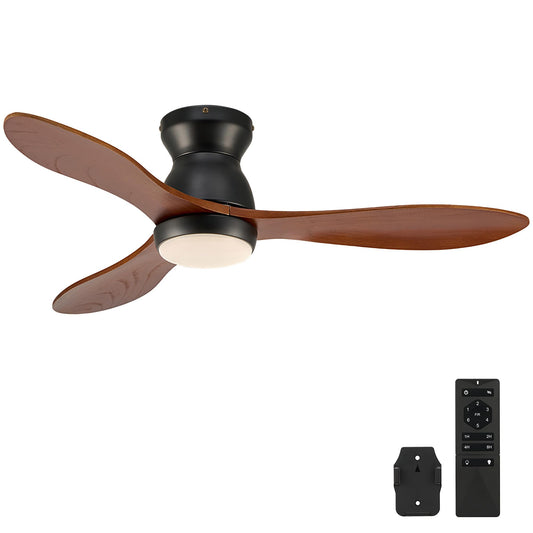 VONLUCE Ceiling Fans with Lights, 42 Inch Ceiling Fan and Remote, 6-Speeds Noiseless Reversible DC Motor, 3CCT, Wood Ceiling Fan for Farmhouse Bedroom Indoor Outdoor, Black