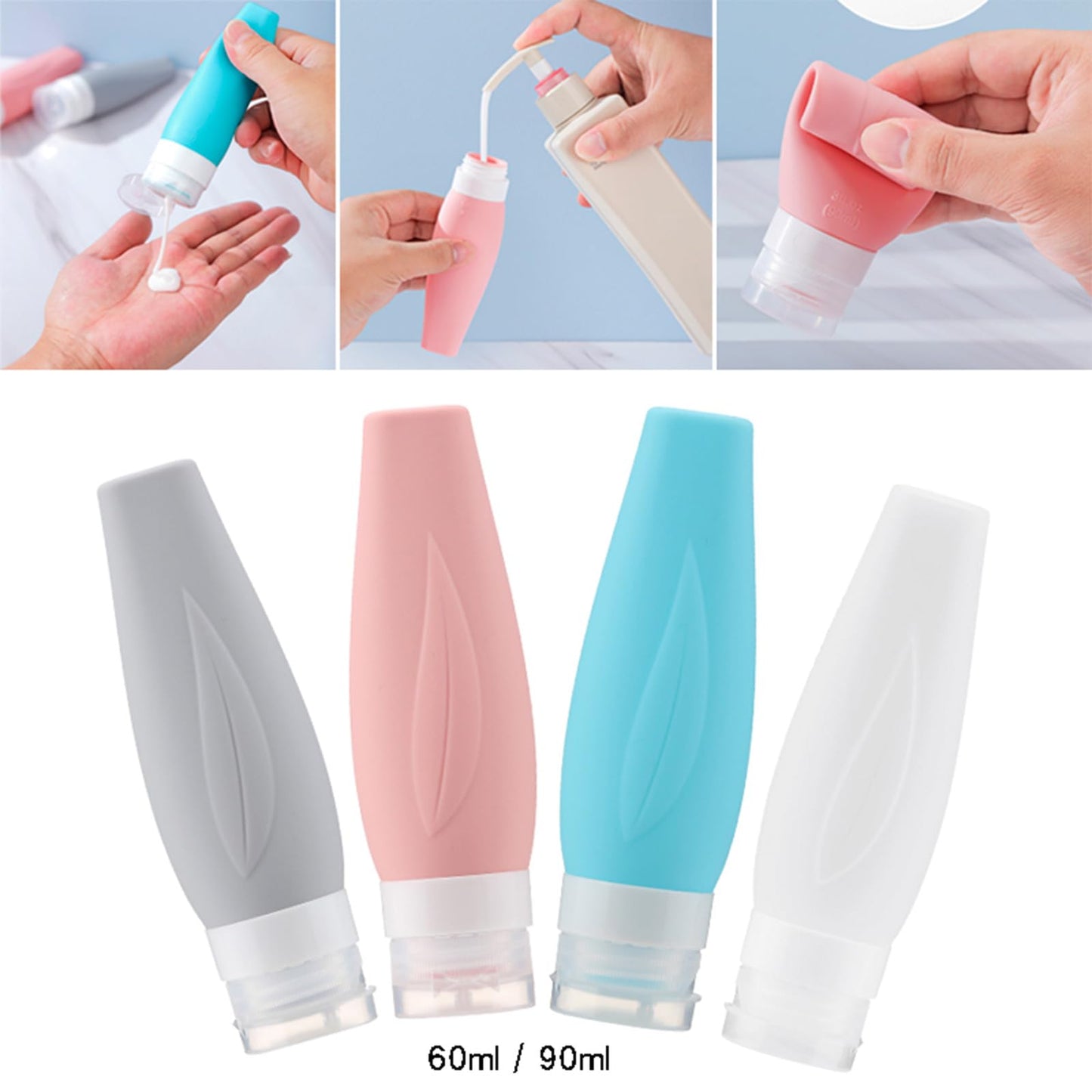 XINNIKESI Camping Gear, Portable Silicone Refillable Bottles Squeezable Travel Bottles Containers for Toiletries Shampoo Conditioner Lotion