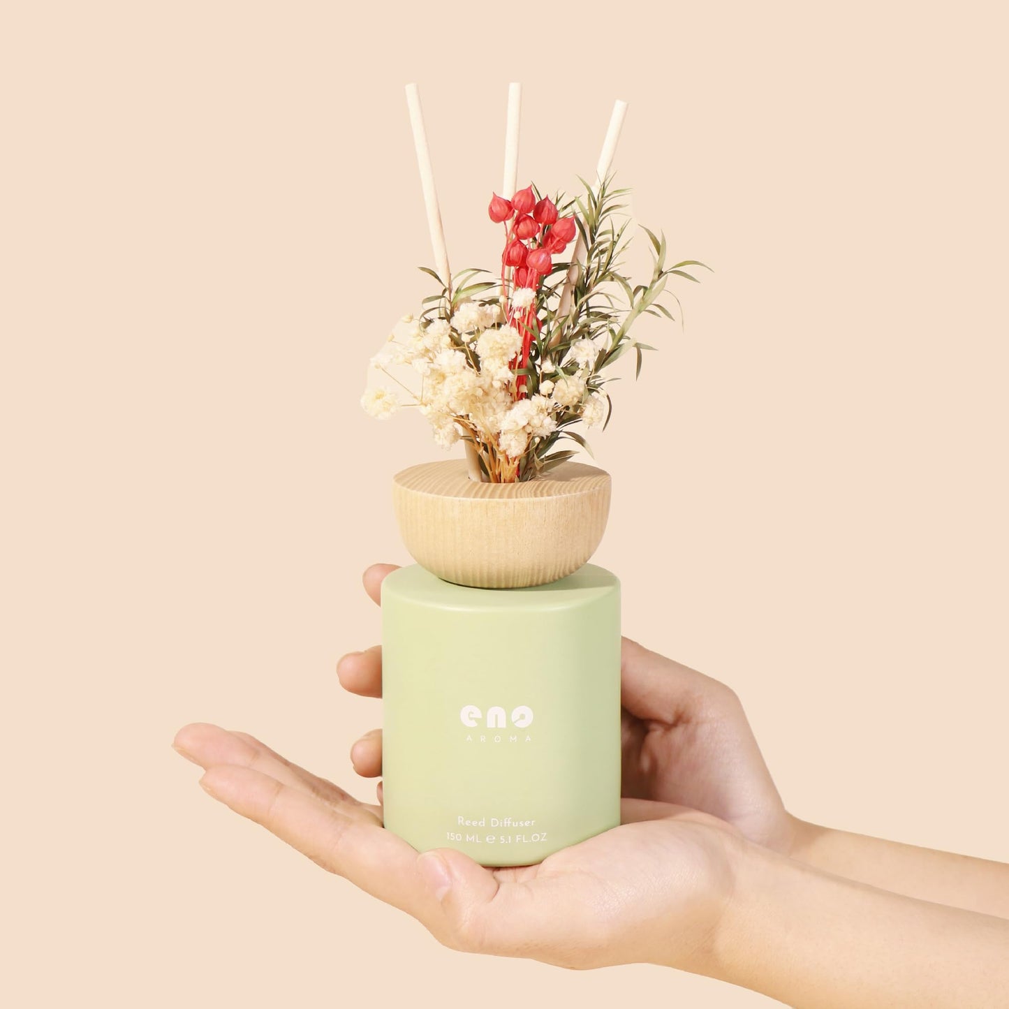 SoxComfy Reed Diffuser Set with Really Dried Flowers, Essential Oils Scented Diffuser with Sticks, Air Fresheners Home Fragrance for Bathroom Shelf Decor & Gift, 5.1oz / 150ml