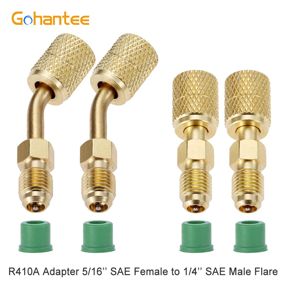 R410a Adapter for Mini Split System, Charging Vacuum Port Adapter, 5/16 Female 1/4 Male Flare, Valve Core Remover, r134a Hose Gaskets, 5V1 Valve Cores, for HVAC and Refrigeration Service