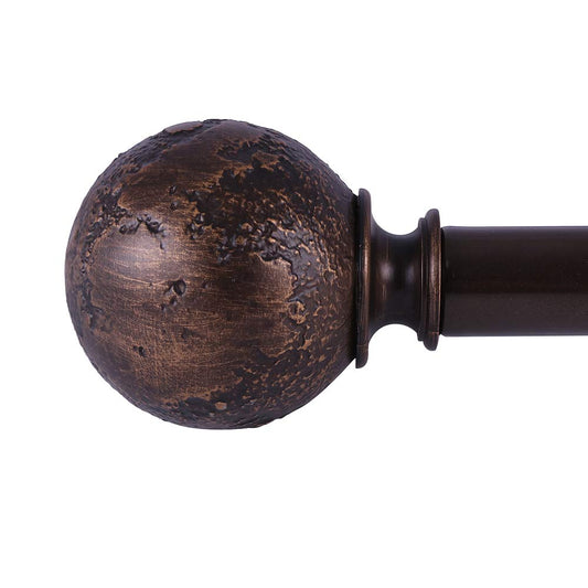 SCITOO 1 Inch Curtain Rod Telescoping Single Drapery Rod 36 to 72 Inches (3-6 Feet), Polished Bronze Curtain Rods for Windows 24 to 68 Inches, Antique Finial