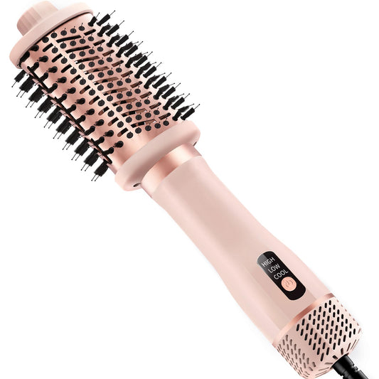 Hair Blow Dryer Brush - 3X Faster Drying Ionic Blowout Styler | 5-in-1 Brush for Anti-Frizz, Straight Hair, Curls & Volumizing Blowouts | Ceramic Titanium Barrel with Smoothing Comb & Negative Ion