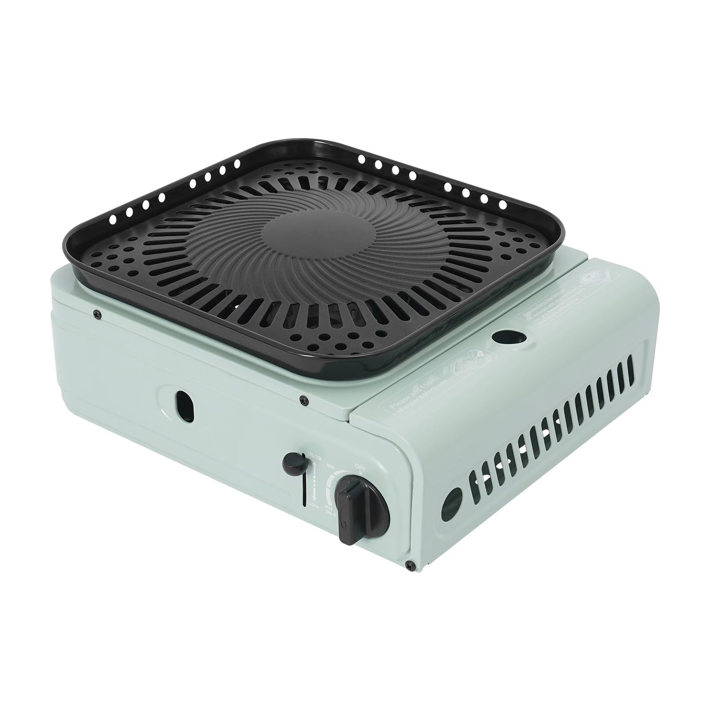 Mejuv Portable Camping Stove, Single Propane Burner with Large Grill Tray for Outdoor Camping, BBQ, Turkey Fry, Patio Patry (Green)