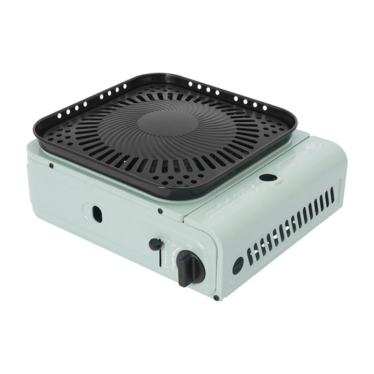 Mejuv Portable Camping Stove, Single Propane Burner with Large Grill Tray for Outdoor Camping, BBQ, Turkey Fry, Patio Patry (Green)