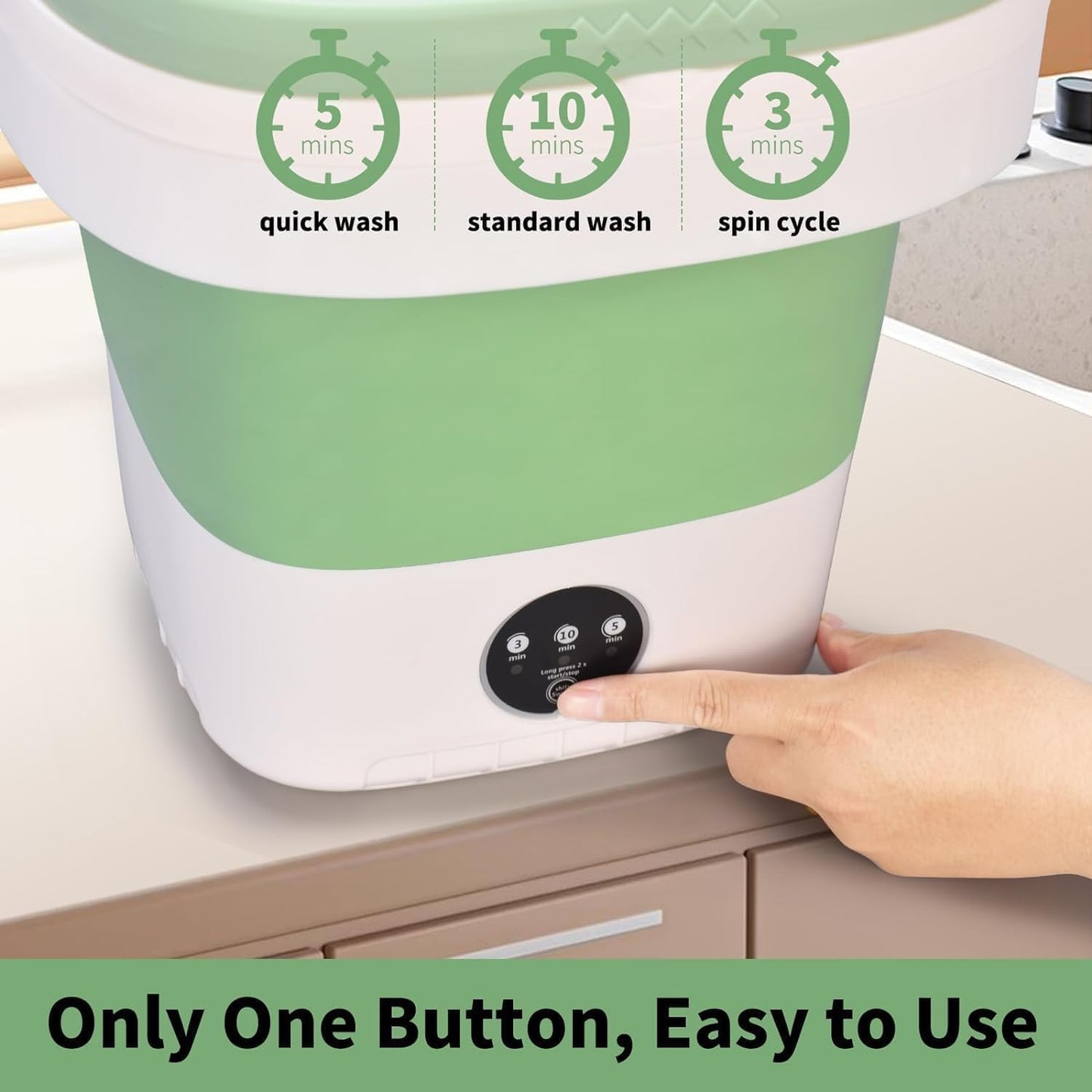 Portable Washing Machine, 16L Upgraded with Spin Basket Laundry Machine, 3 Cleaning Modes Suitable for Small Clothes, Foldable Design Ideal for Hotel, Campain, Apartment and Home