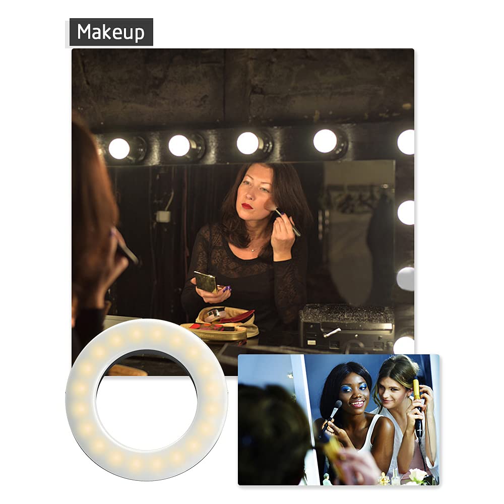 XINBAOHONG Selfie Ring Light Rechargeable Portable Clip-on Selfie Fill Light with 40 LED for Smart Phone Photography, Camera Video, Girl