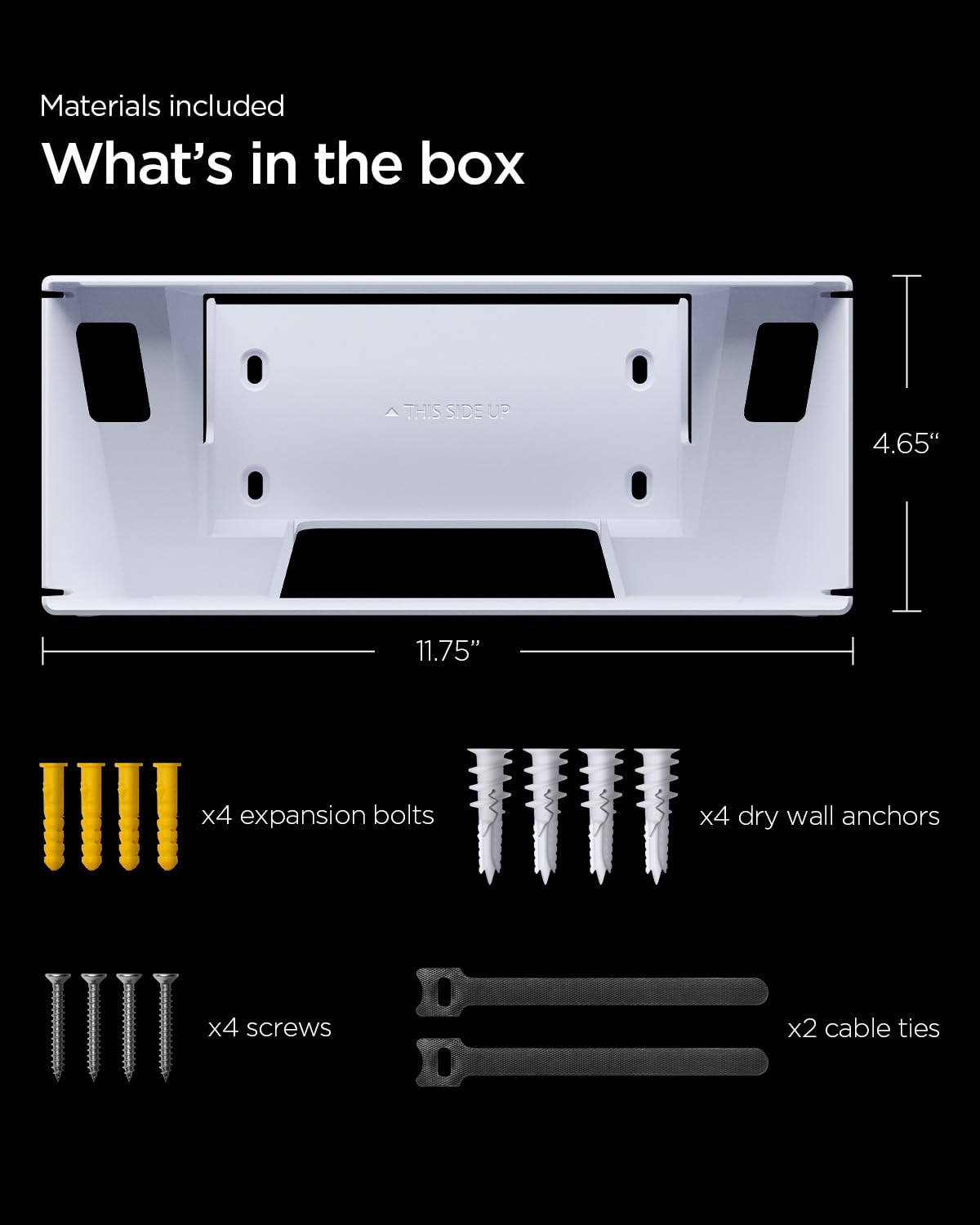 Spigen Wall Mount Designed for Starlink Gen 3 with Cable Organizer Tie, Caddy, Starlink Standard V3 2 in 1 Mesh Router Power Supply Mounting Kit, Wall Holder Stand STL310 - White