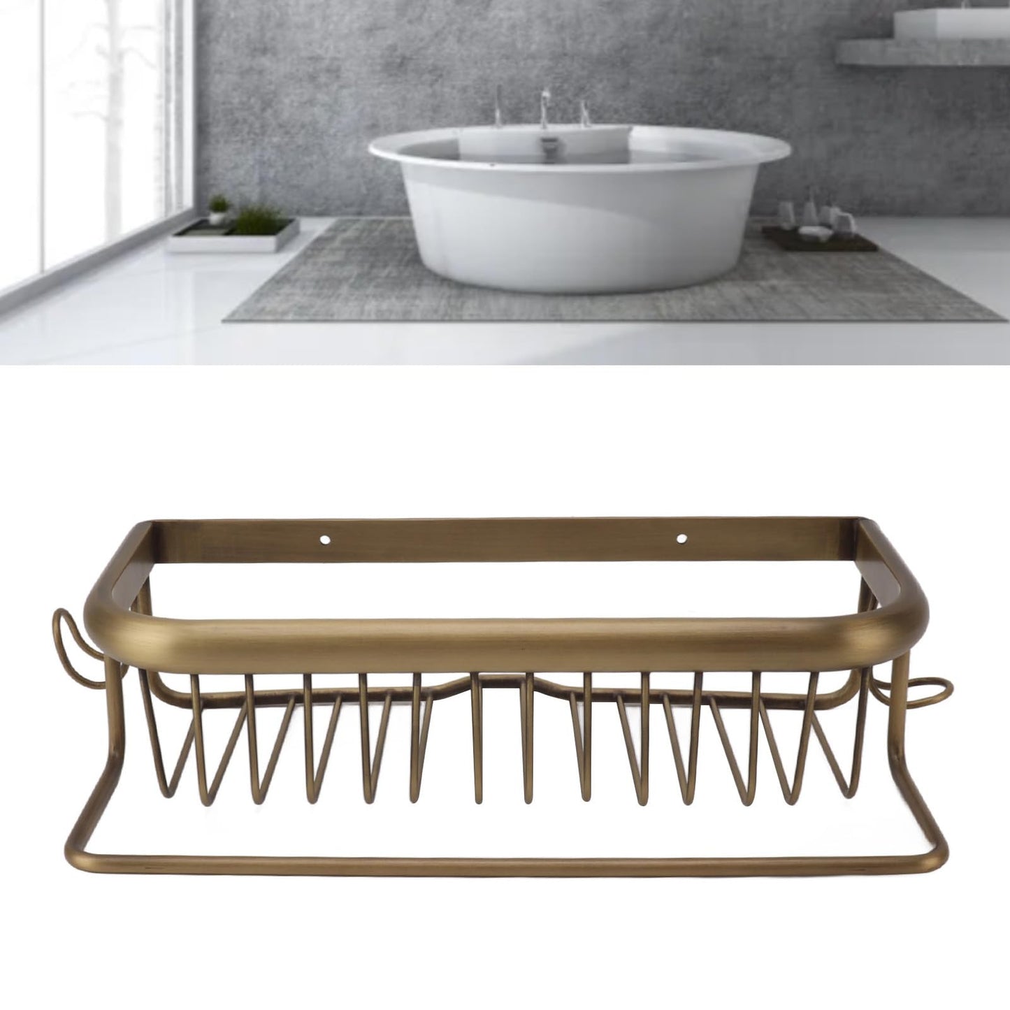 Copper Shower Caddy Bathroom Wall Shelf Space Saving Shower Organizer with Drainage Holes Retro Style for Bathroom Kitchen