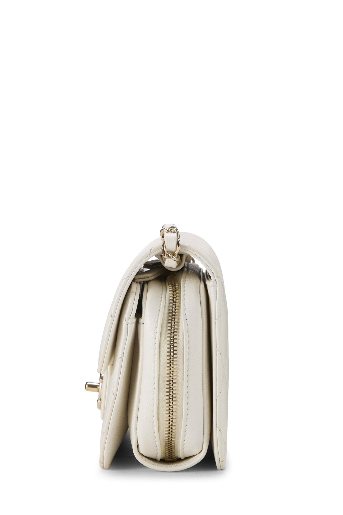 Chanel, Pre-Loved White Caviar Like A Wallet Flap Bag Mini, White